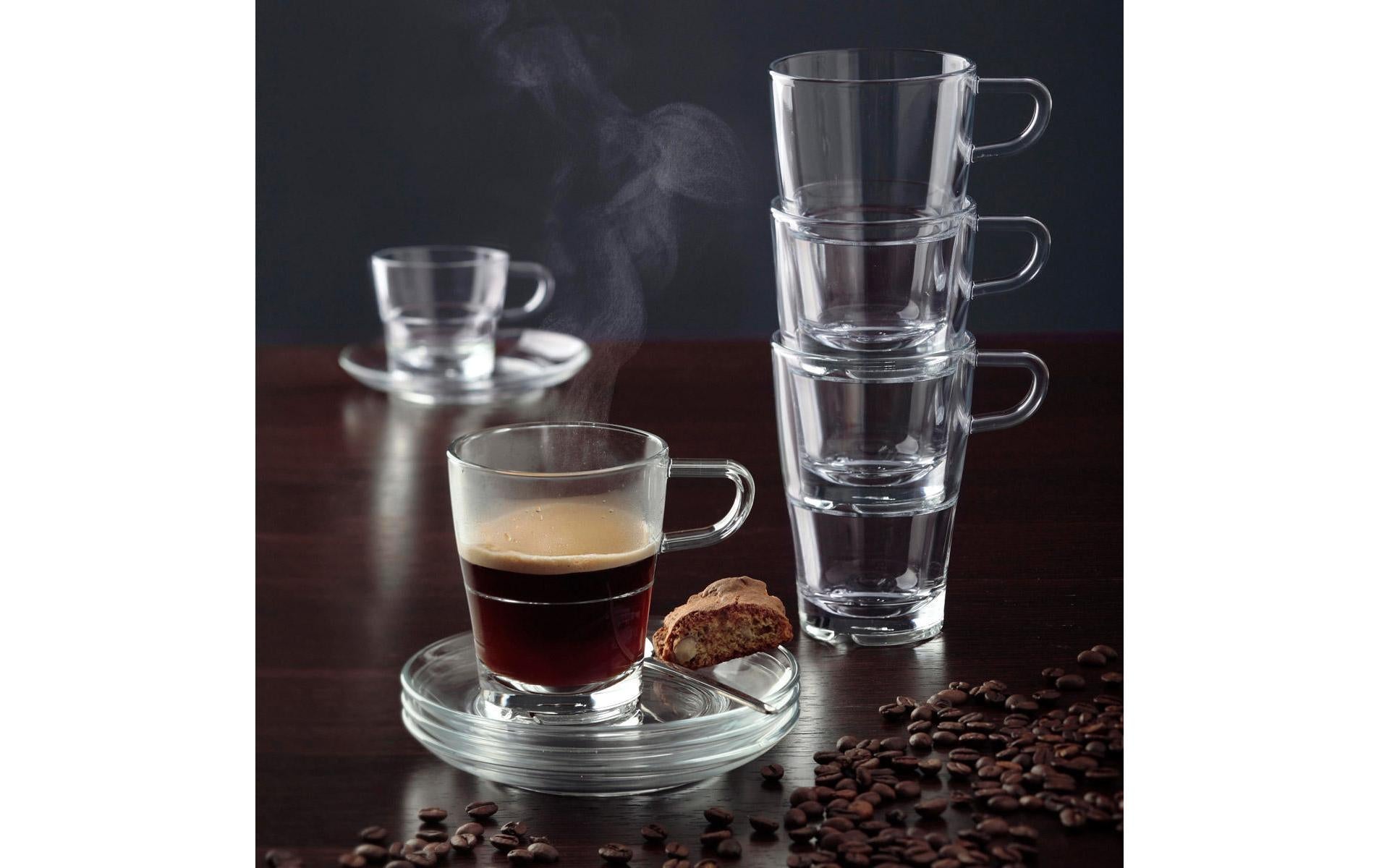 LEONARDO Kaffeetasse – 6er Set, 250 ml, Ø 8,0 cm, Kalk-Natron-Glas, Transparent, spülmaschinenfest