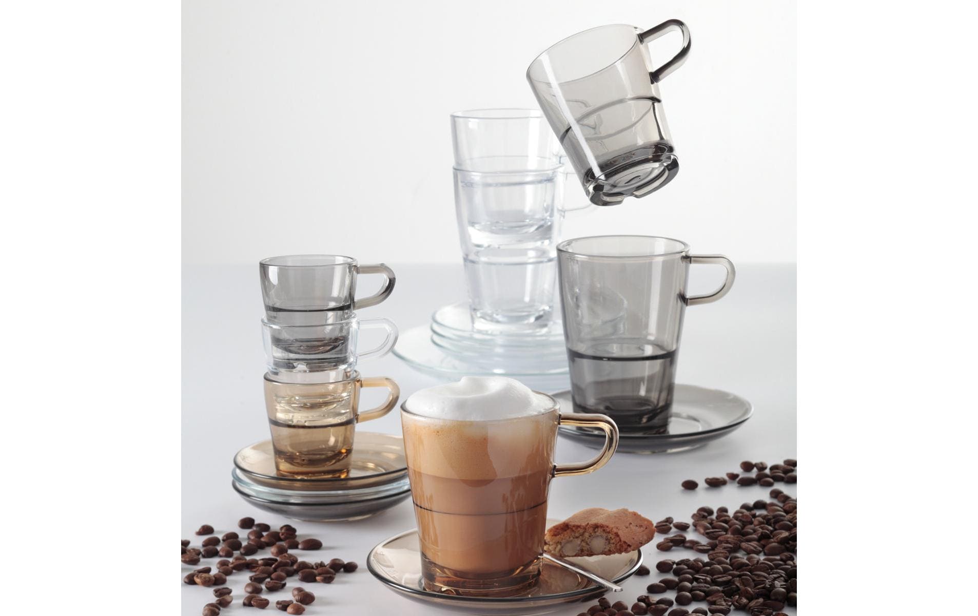 LEONARDO Kaffeetasse – 6er Set, 250 ml, Ø 8,0 cm, Kalk-Natron-Glas, Transparent, spülmaschinenfest