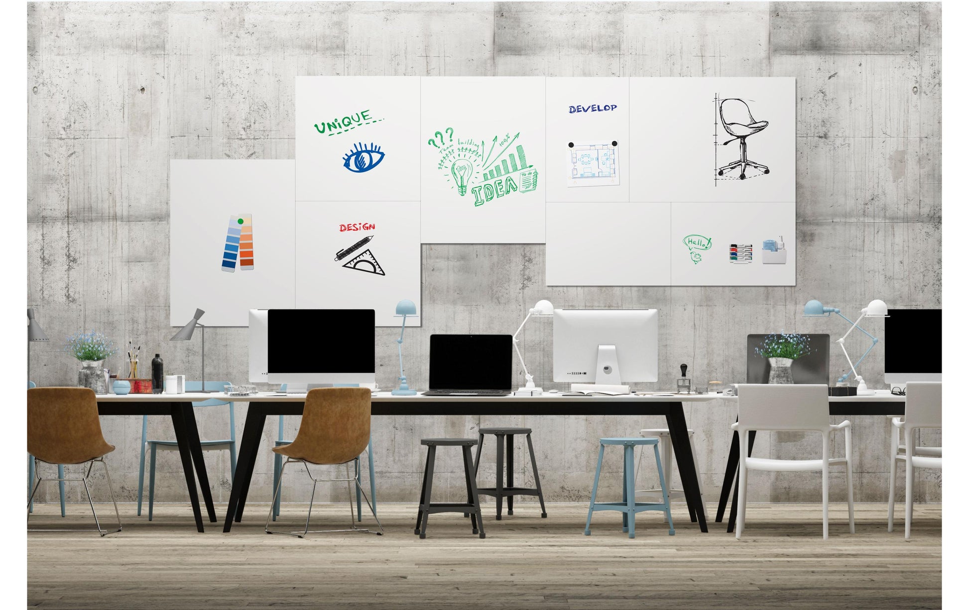 Legamaster Whiteboard – 100 × 75 cm, lackierter Stahl, magnetisch, Wandmontage, inkl. Montageset