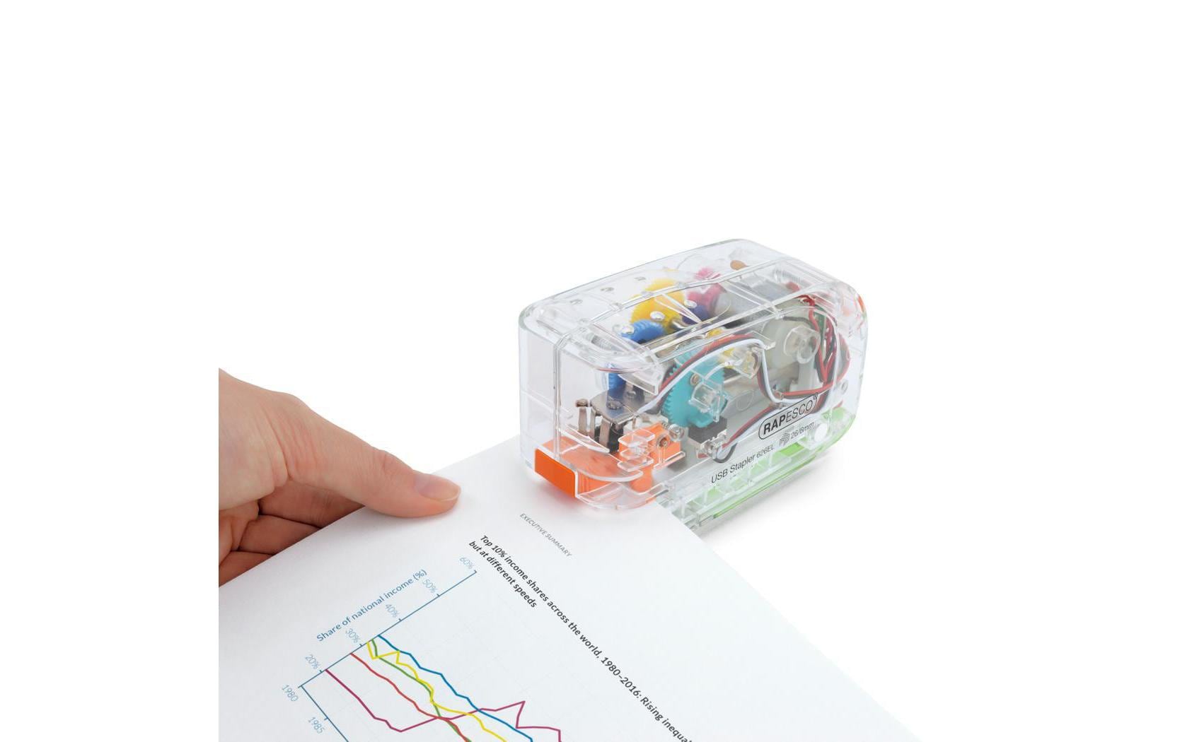 Rapesco 626EL Elektrohefter – 15 Blatt, Akku, Transparent