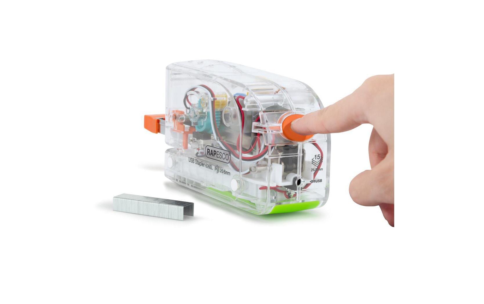 Rapesco 626EL Elektrohefter – 15 Blatt, Akku, Transparent
