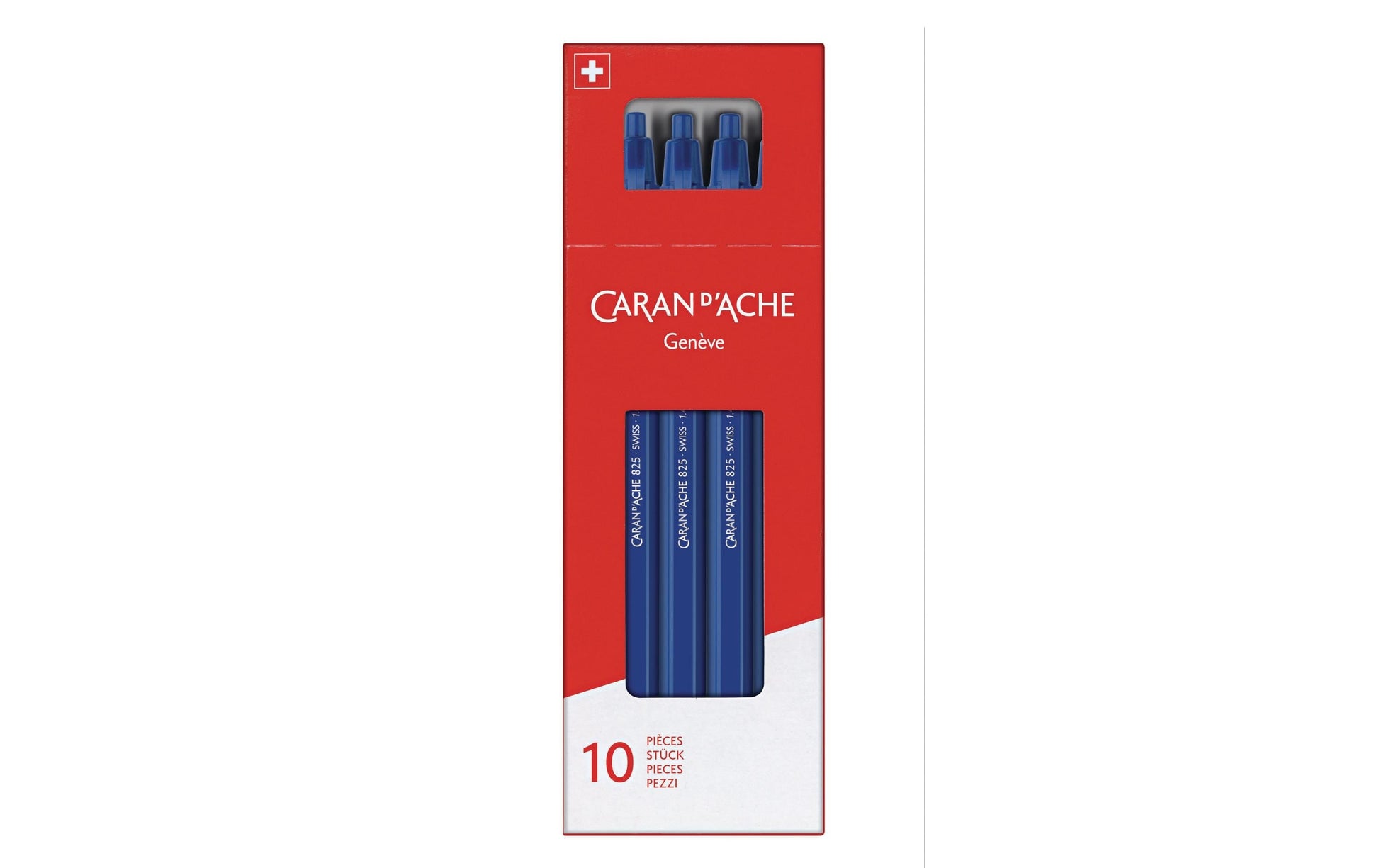 Caran d-Ache Caran d'Ache 825 Kugelschreiber – 10er Pack, Blau, Druck, ABS