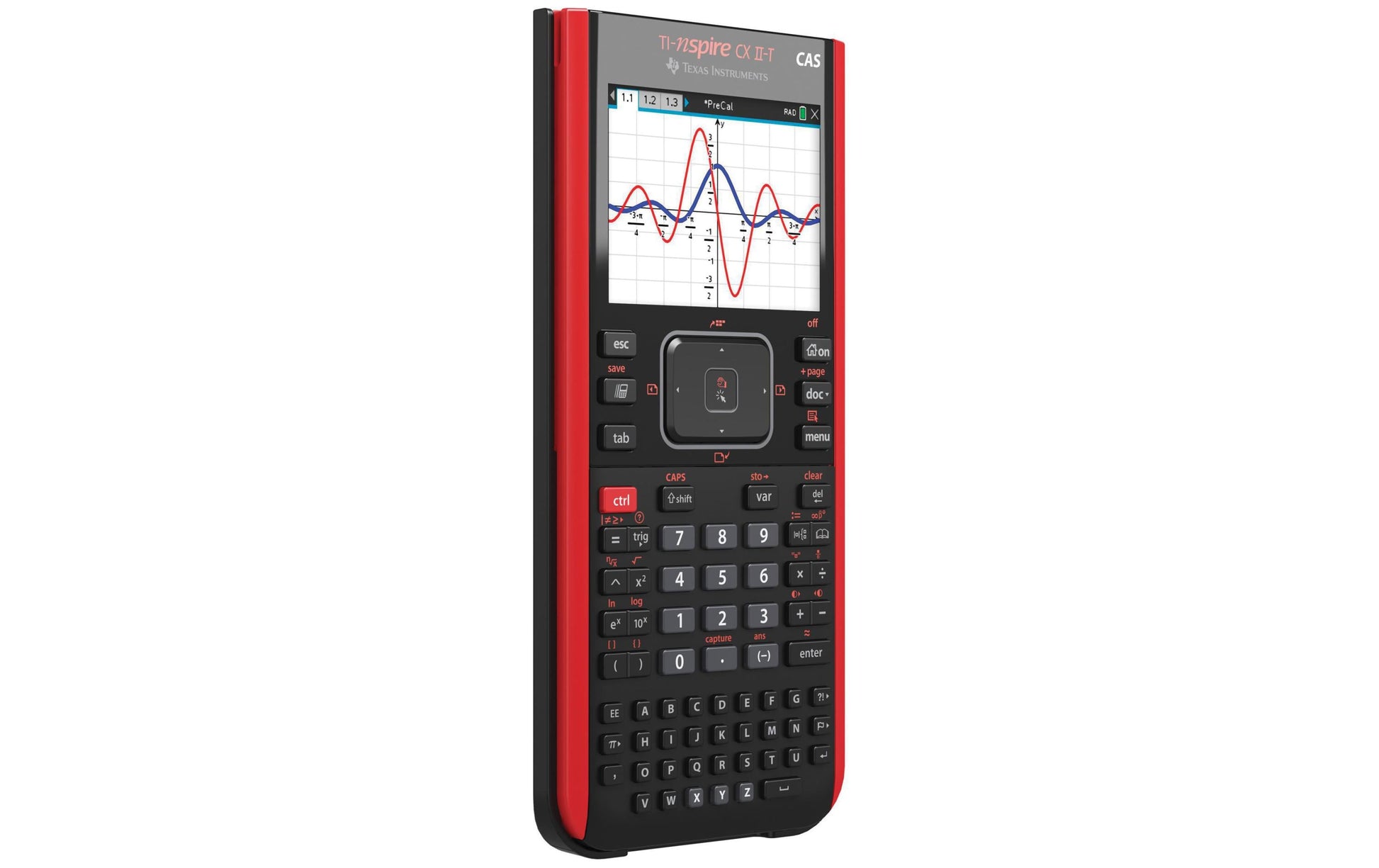 Texas Instruments Taschenrechner Nspire CX II-GIE – 128-stellig, 8-zeiliges LCD, CAS/Balkendiagramm, Netz, Rot