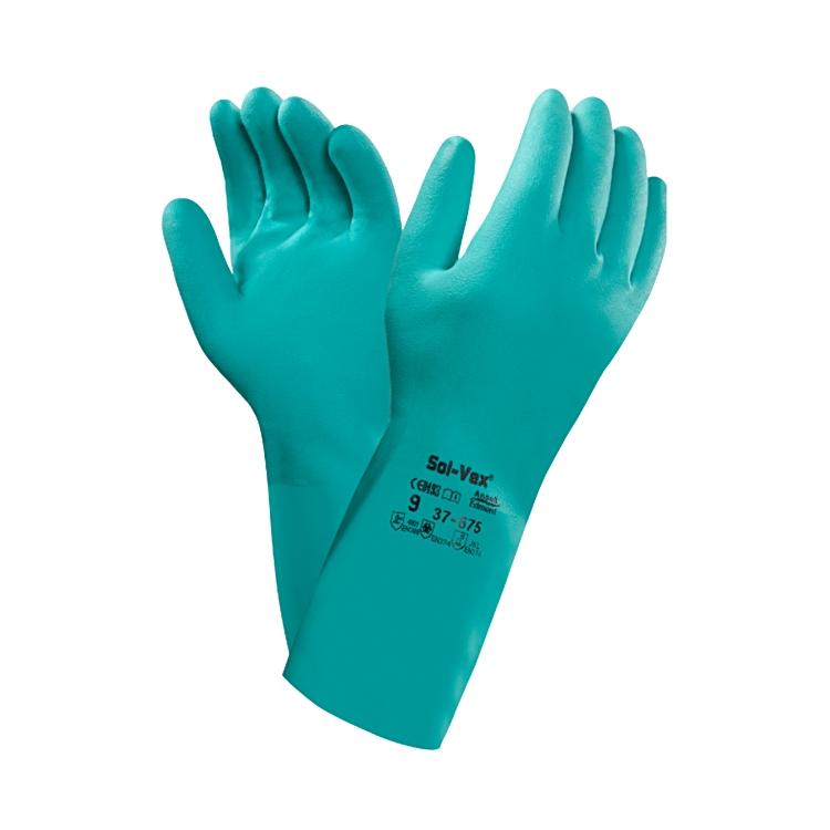 Ansell Arbeitshandschuhe Solvex 37-675 – L – Nitril, Grün, 33 cm Stulpe, EN 374