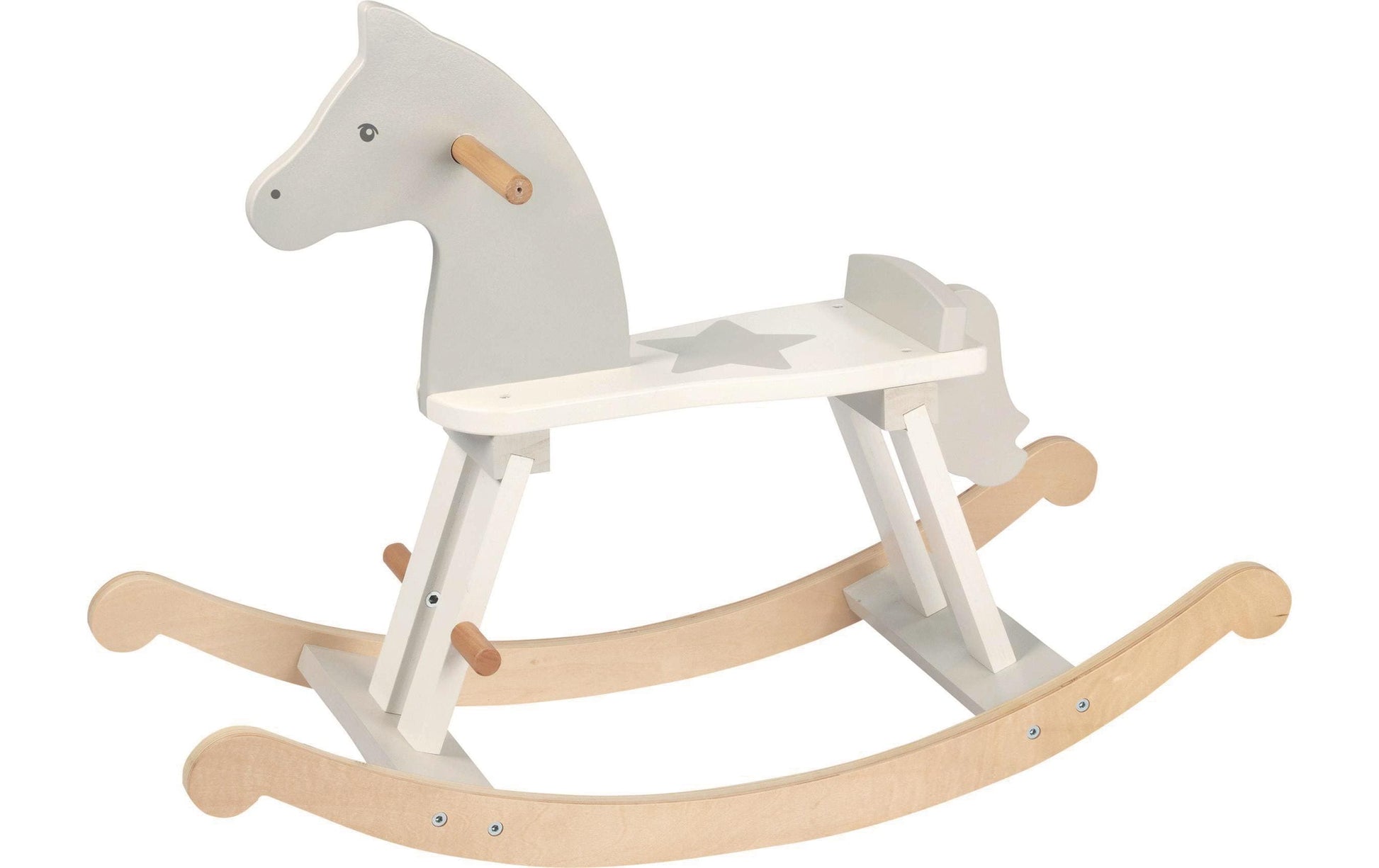 Goki Schaukelpferd – 78 × 57 × 30,5 cm – ab 1 Jahr – Holz, weiss/beige