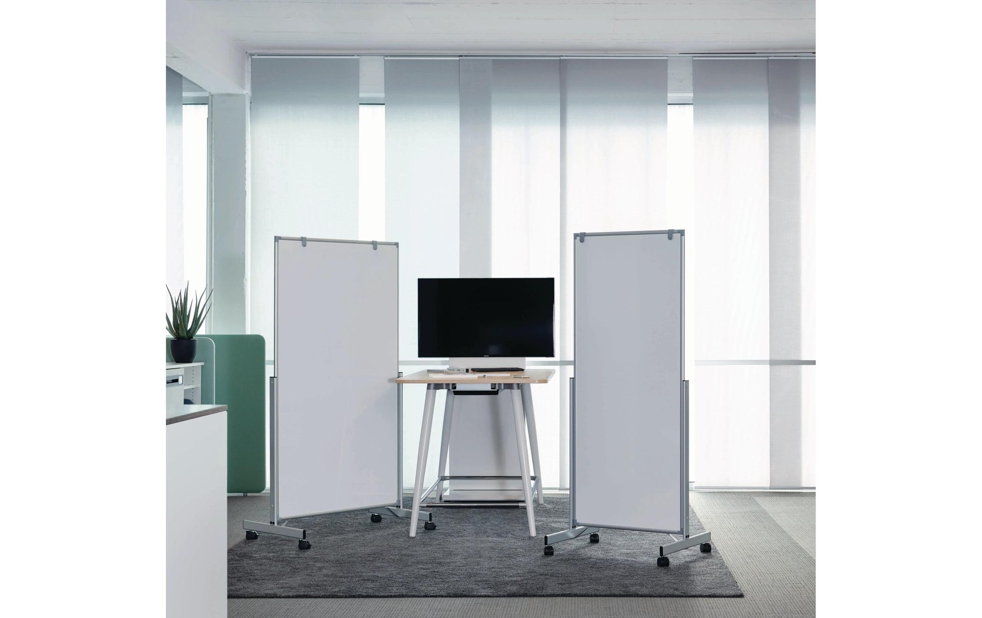 MAUL Whiteboard – 75 × 180 cm, Aluminiumrahmen, mobil