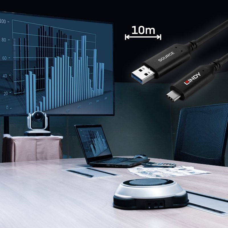 Lindy USB-A-zu-USB-C-Kabel – USB 3.2 Gen 1, geschirmt, 10 m