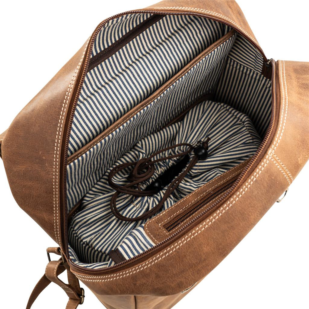 Dörr Kamerarucksack Kapstadt – 170 × 430 × 320 mm, 20 l – Herausnehmbares Kamerafach – Leder, Cognac