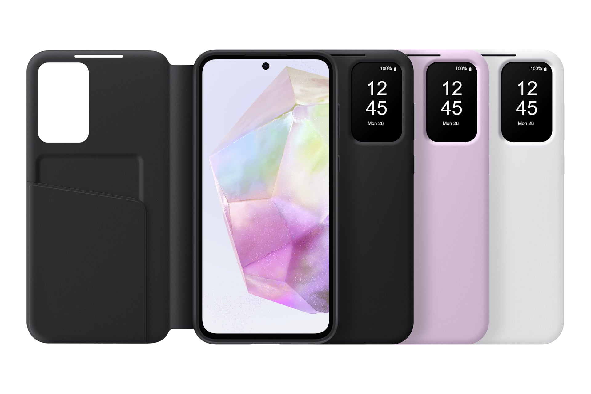 Samsung Smart View Wallet Hülle – für Samsung Galaxy A35 5G, Lavendel, mit interaktivem Fenster