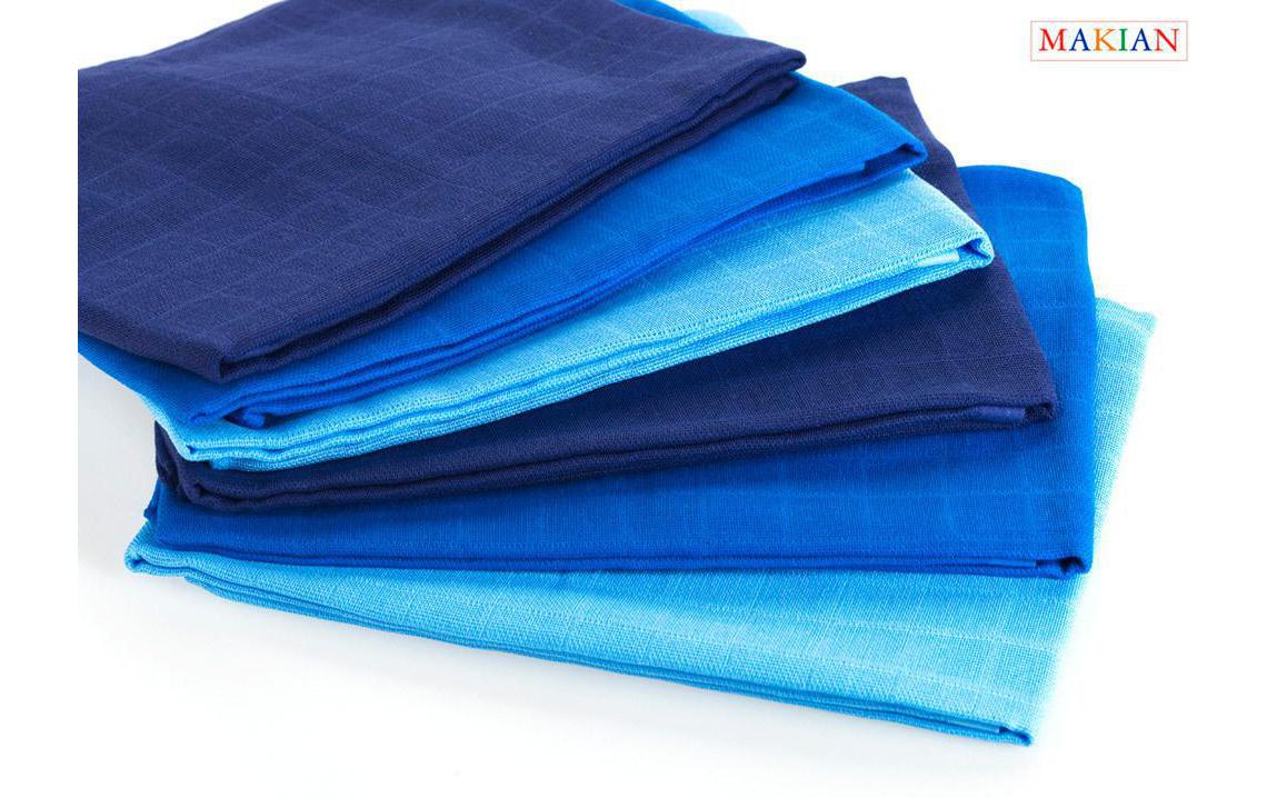 Makian Mulltuch – 80 × 80 cm, Blau, Baumwolle, 6er-Set