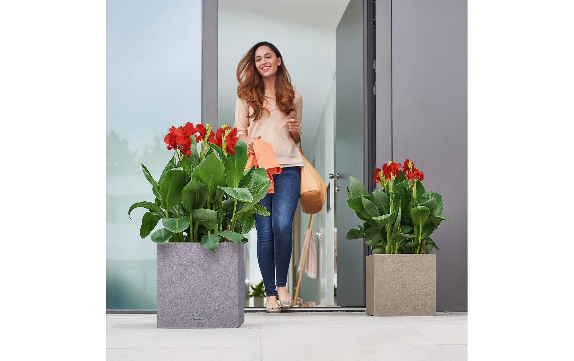 LECHUZA Canto Color Low 40 Pflanzgefäss – 40 × 40,8 × 40 cm – Polypropylen & Polycarbonat, grau