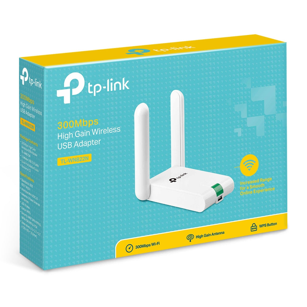 TP-Link TL-WN822N USB-WLAN-Adapter – Wi-Fi 4 (802.11n), bis 300 Mbit/s, 2,4 GHz, externe Antenne