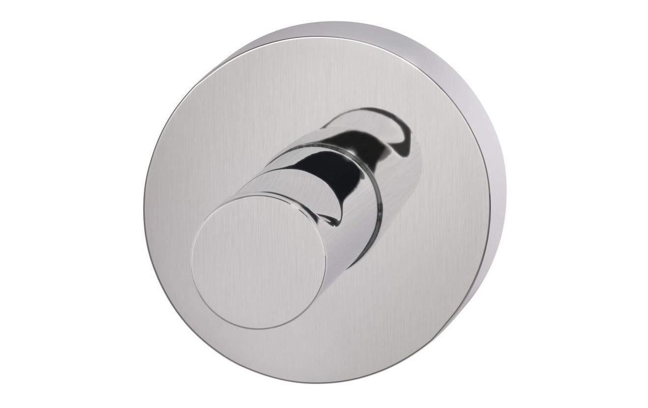 TESA Klebehaken Powerbutton – Edelstahl, 8 kg, Klebestreifen, Silber