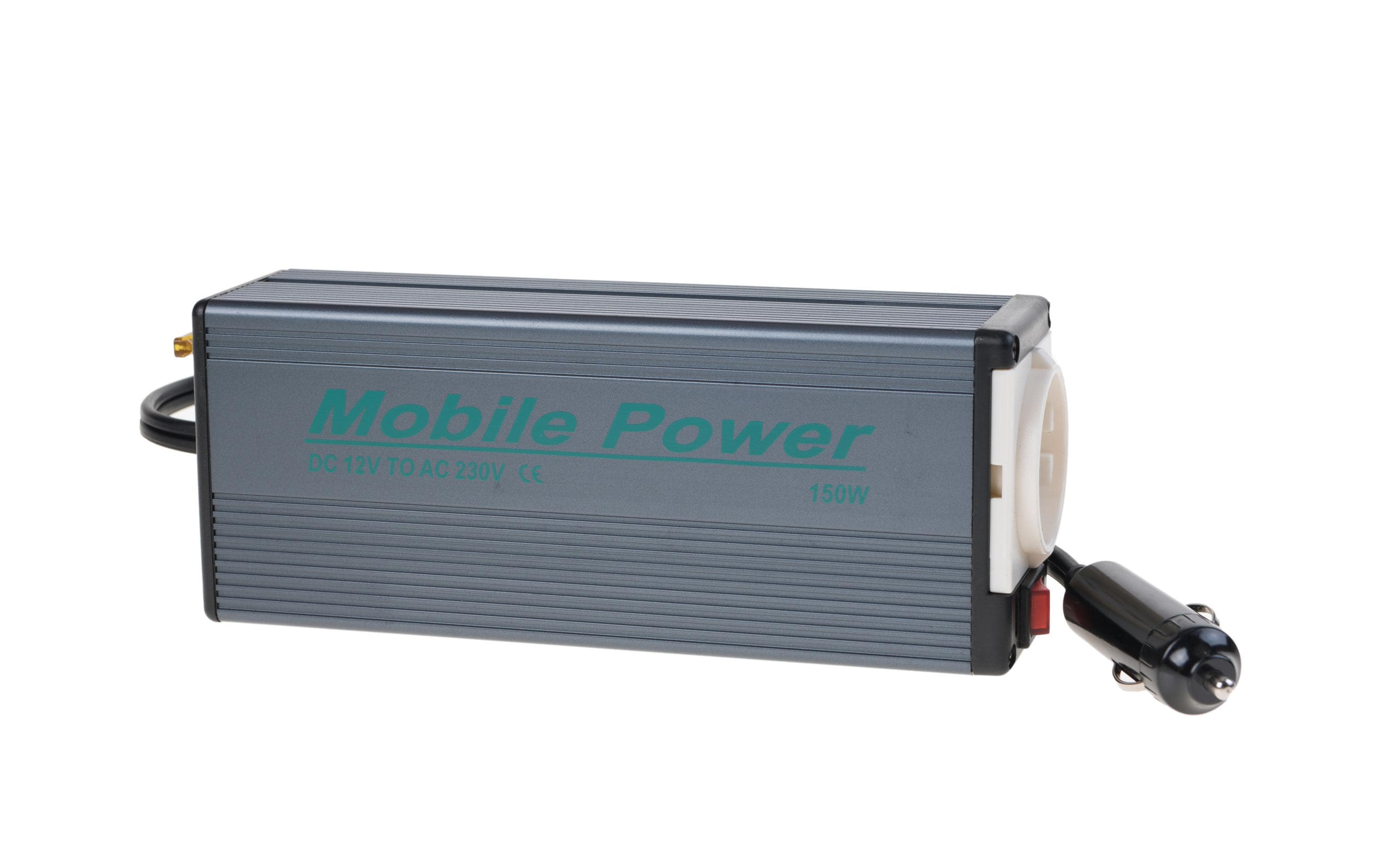 Mobile Power KV-150 Spannungswandler 12 V DC zu 230 V AC – 150 W, Modifizierter Sinus, 1× Schuko