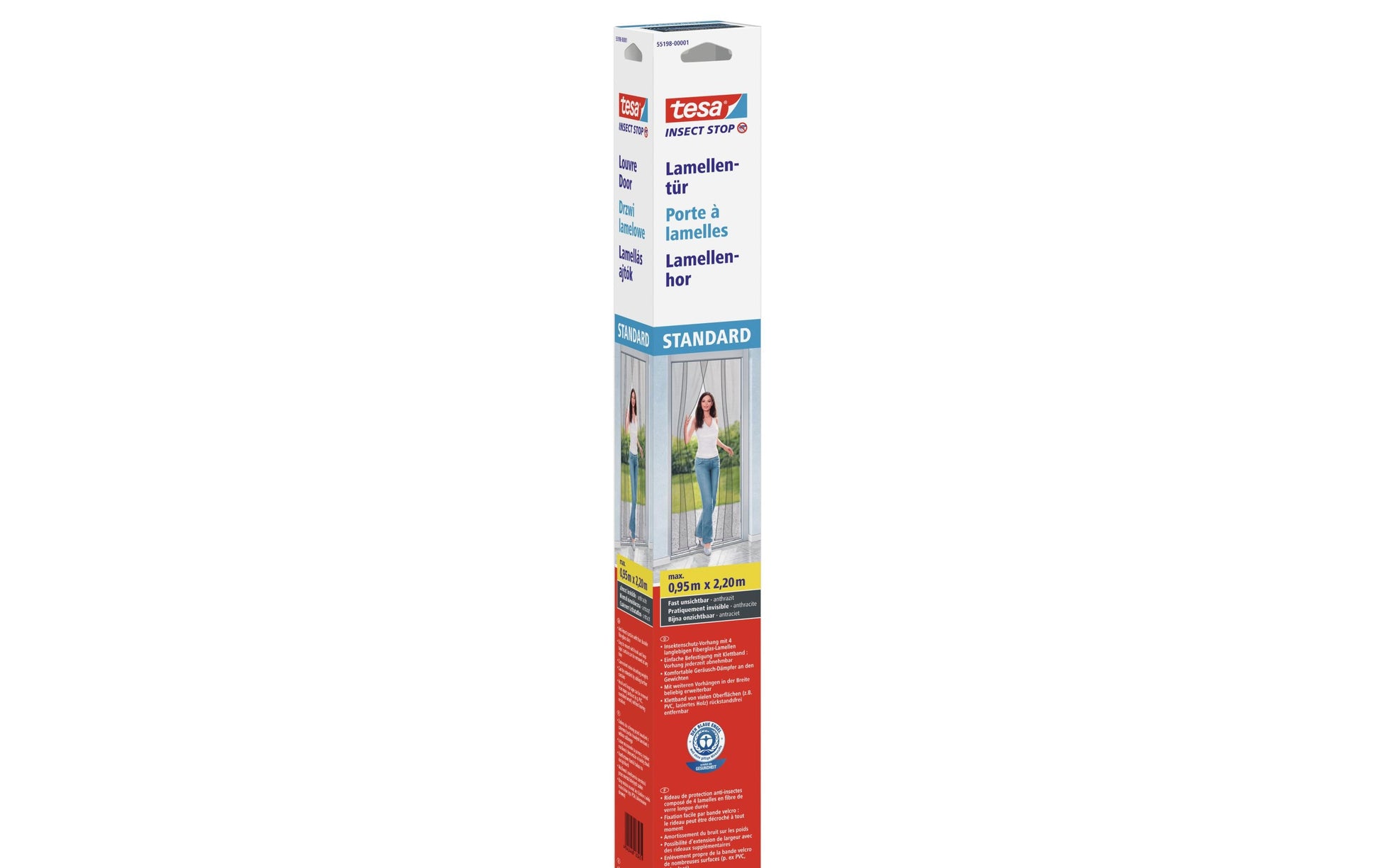 Tesa Insect Stop Fliegengitter Tür – 95 × 220 cm – Anthrazit – Lamellentür – Für Fluginsekten