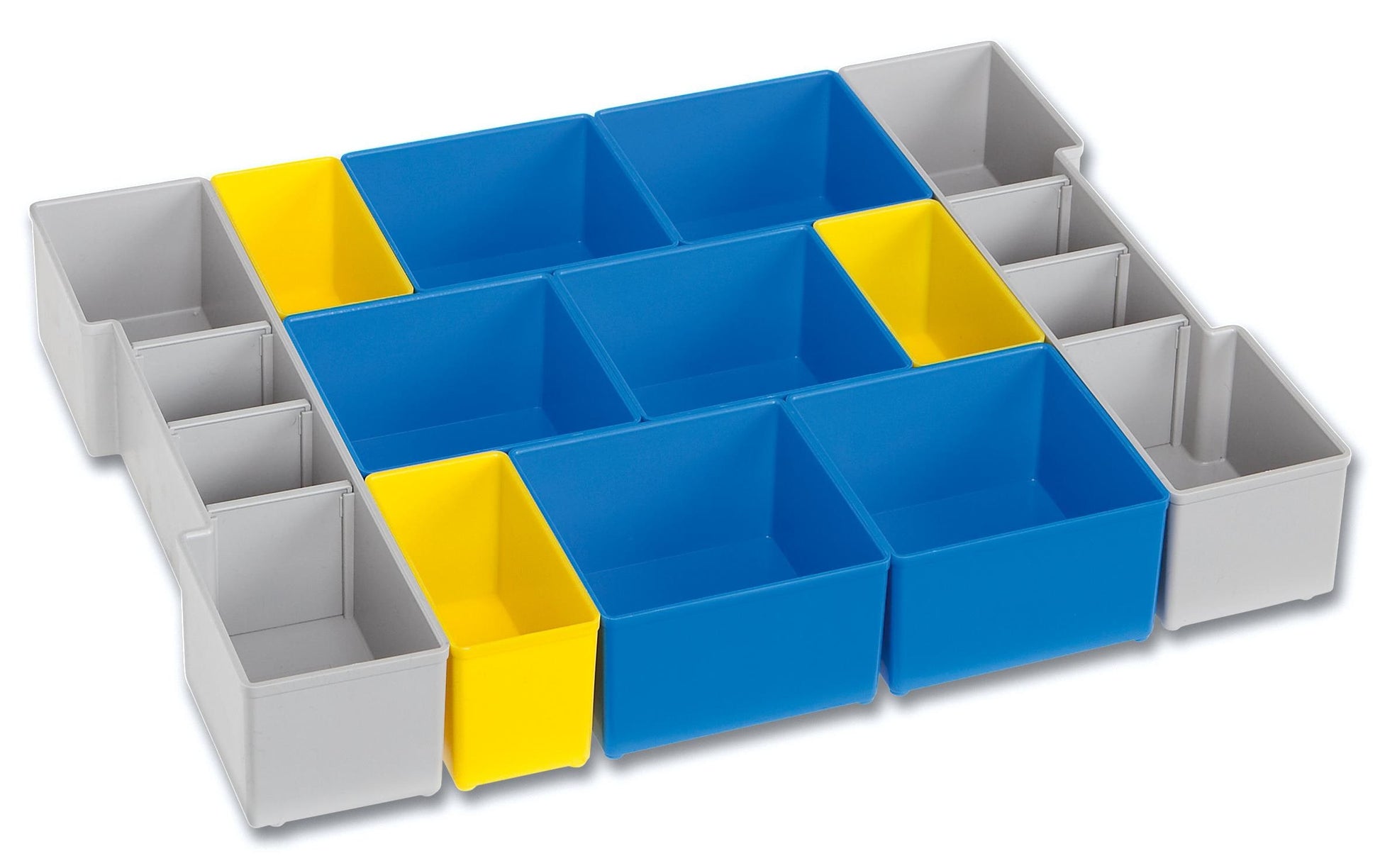 L-BOXX BC3 Insetboxenset – 11-teilig, mit 6 Trennwänden, blau/grau/gelb, Kunststoff, für L-BOXX 102