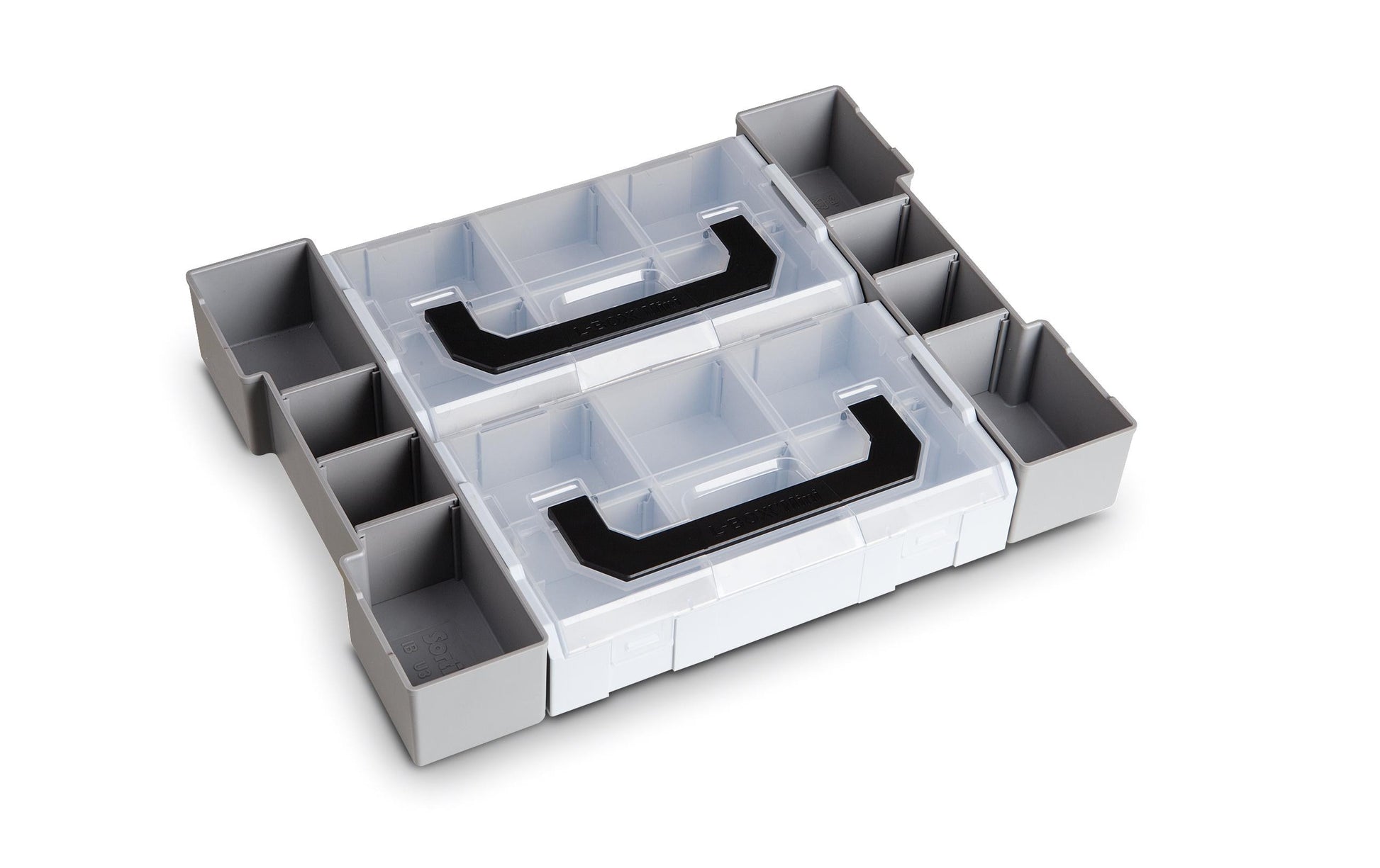 L-BOXX Mini Insetboxenset – 2x U3-Insetbox, inkl. 6 Trenner, inkl. 2 L-BOXX Mini, grau/transparent, für L-BOXX