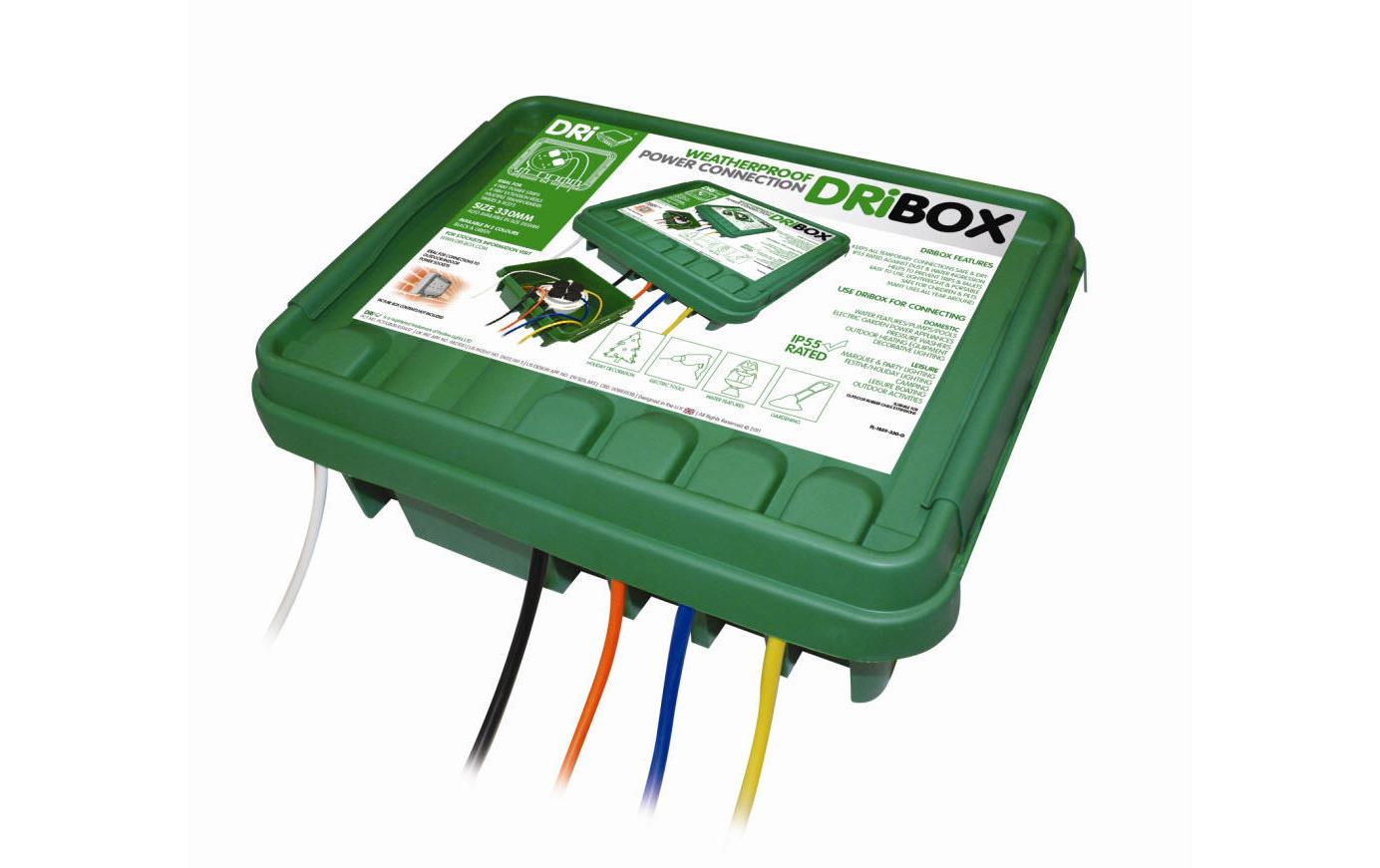 DRiBOX Kabelverstauung 330 – 330 × 230 × 140 mm, Kunststoff, Grün, IP55, Sicherheitsverschluss