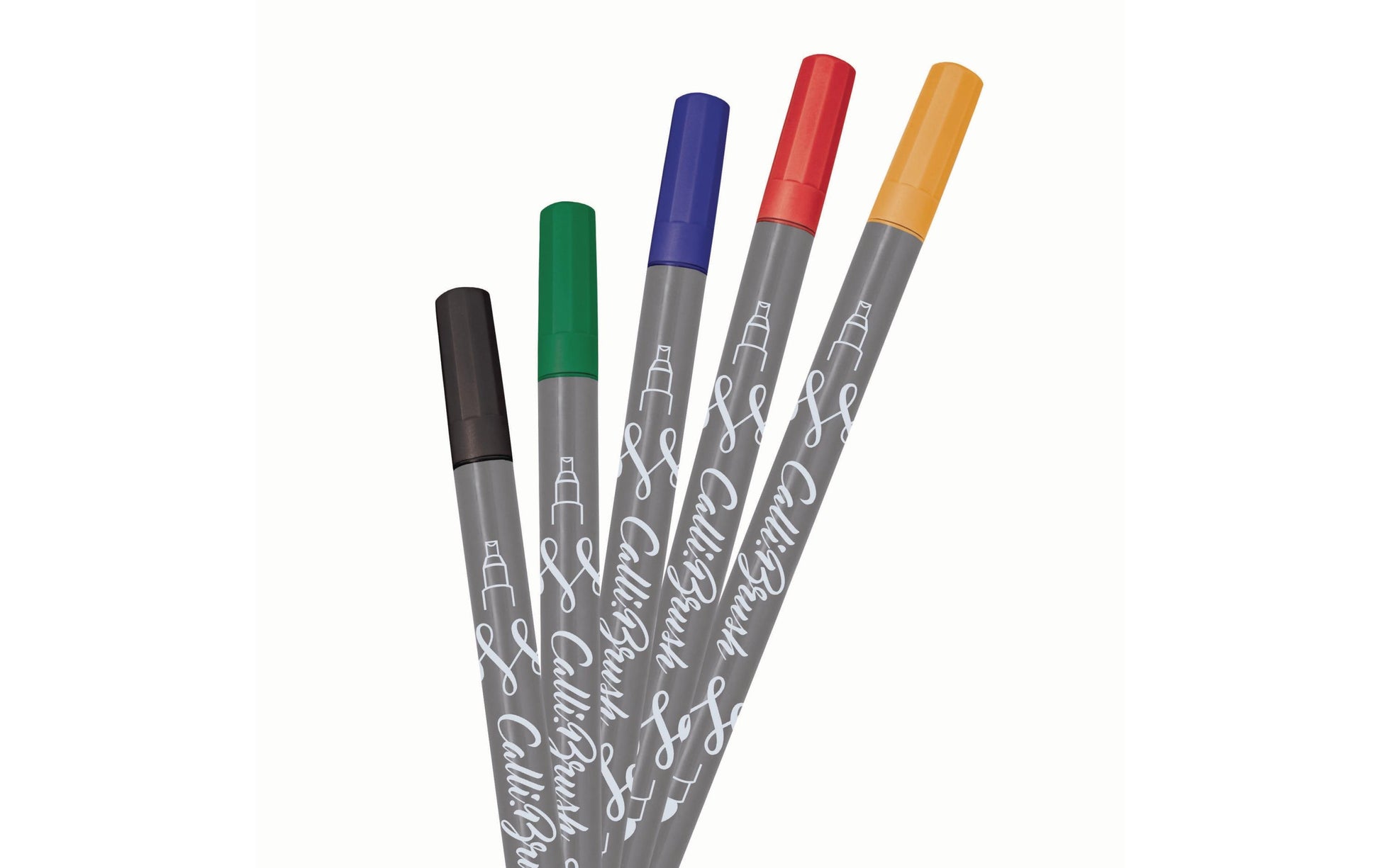 ONLINE Schreibgeräte ONLINE Callibrush Pen Pinselstift, Doppelspitze – Pinsel + Kalligrafie-Spitze, 2 mm, 5 Farben