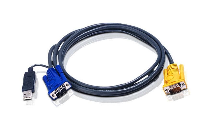 ATEN USB-Kabel VGA + USB-A auf SPHD-15 – 1,8 m – Schwarz