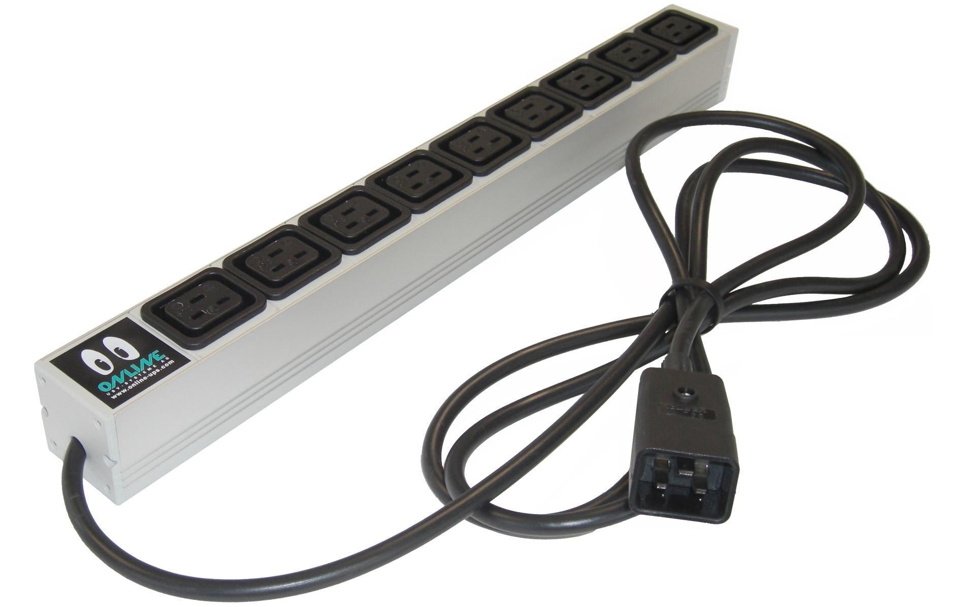 ONLINE USV-Systeme PDU 19" – 9 × IEC C19, Eingang IEC C20, 16 A, 2 m