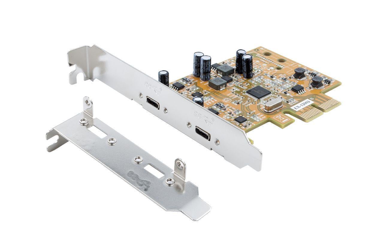 EXSYS EX-12003 PCIe USB-C Karte – 2× USB-C, USB 3.2 Gen 2 (10 Gbit/s), PCIe 3.0 – für Windows/Linux