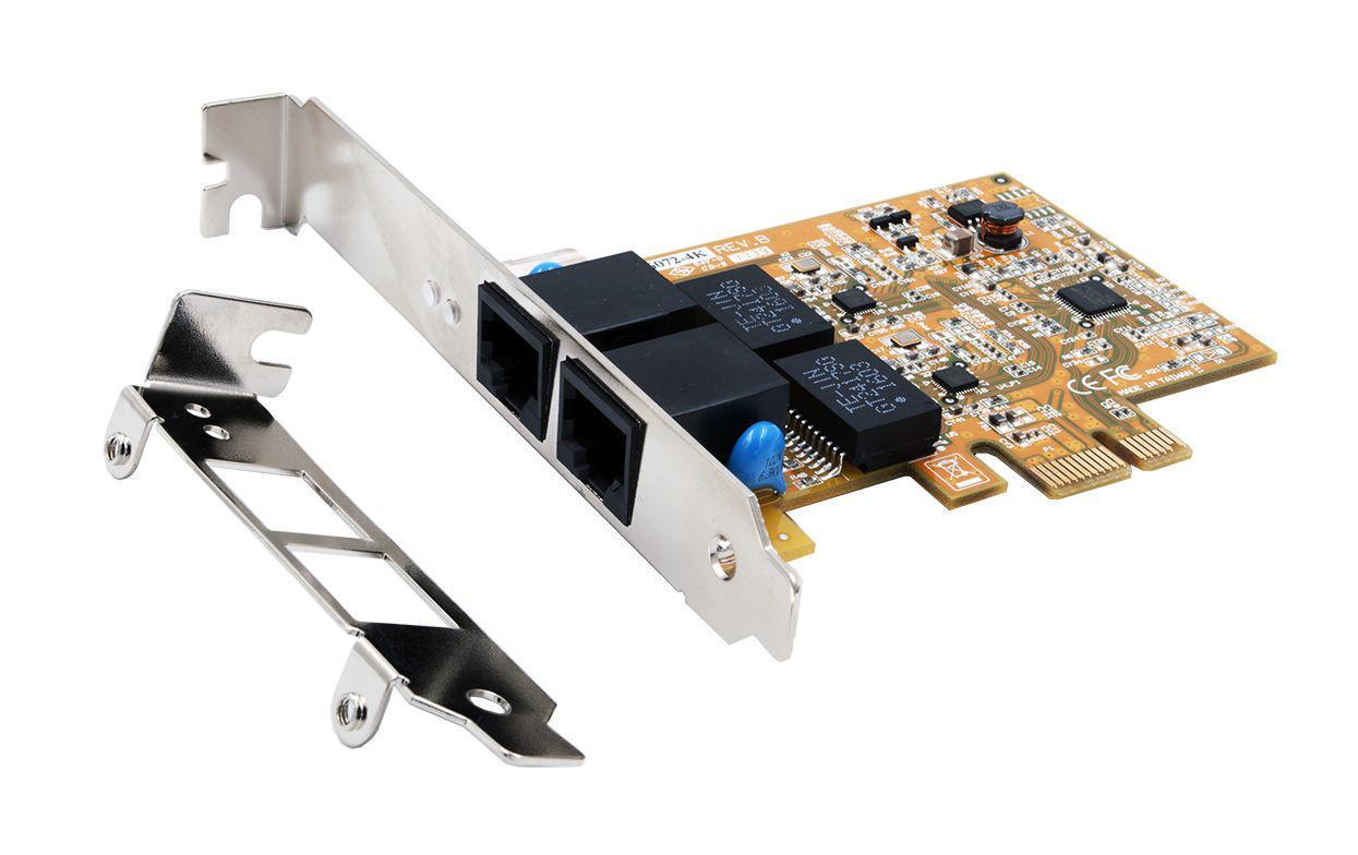 EXSYS EX-6072-4K PCIe Gigabit Ethernet Karte – 2× RJ-45, 10/100/1000 Mbit/s, 4 kV optische Isolation