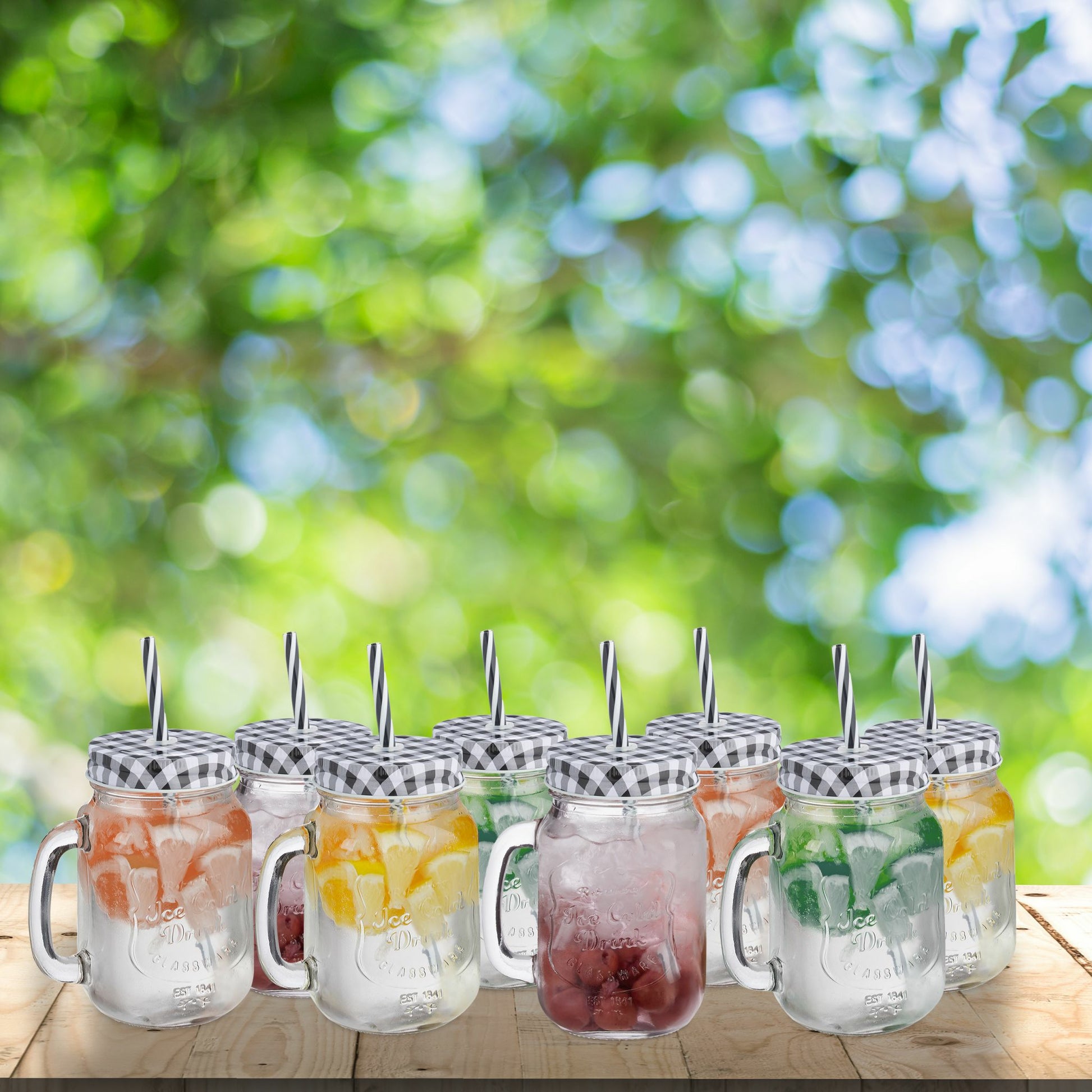 Relaxdays Trinkgläser – 8er Set, 500 ml, Glas, Schwarz/Weiss, spülmaschinenfest
