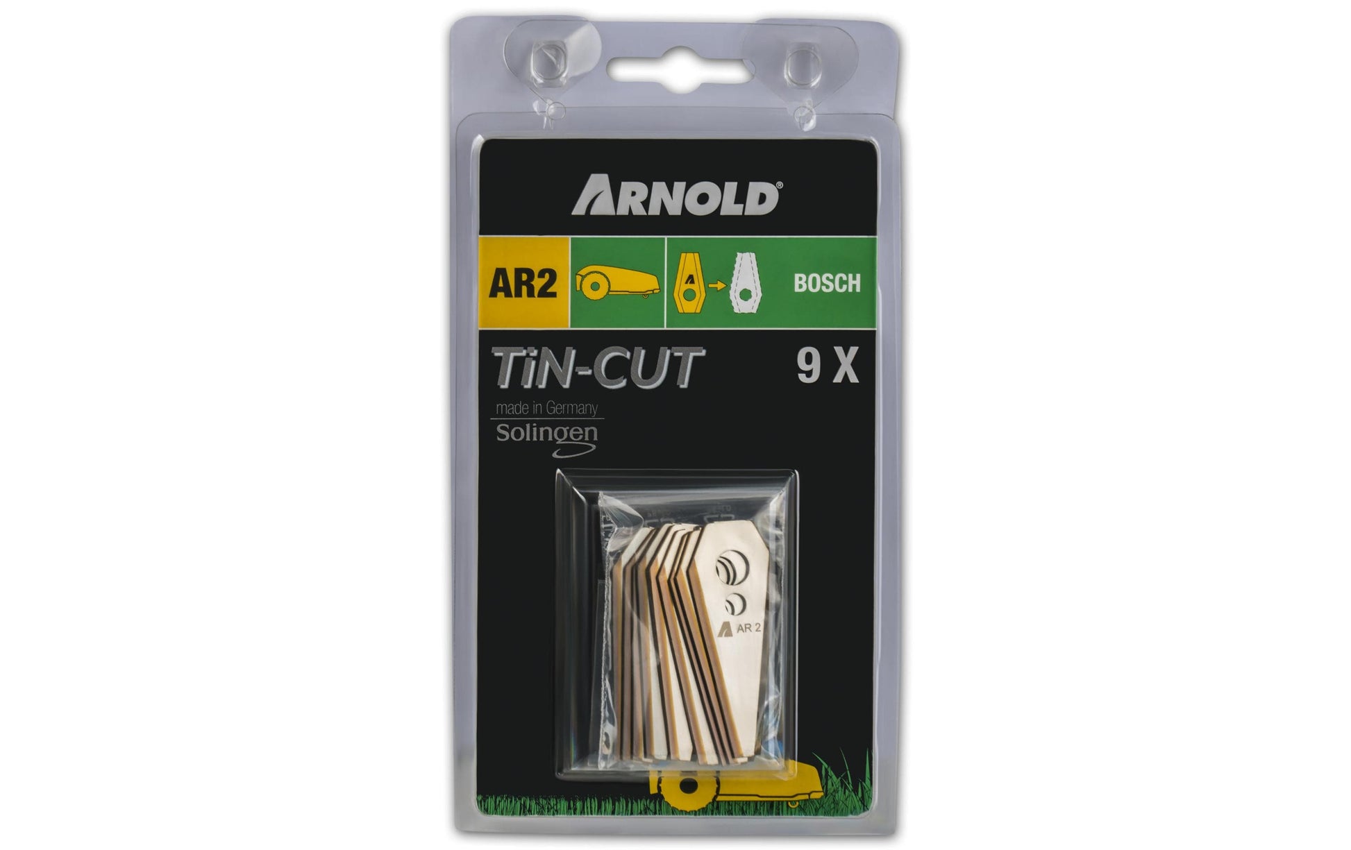 ARNOLD Ersatzmesser 49,8 × 19,6 × 1 mm Carbon, TiN – 9 Stk – für Bosch Indego 800, 1000, 1000 Connect und andere