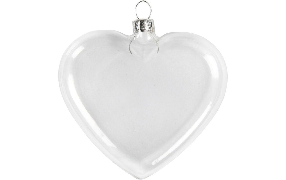 Creativ Company Glasherz zum Befüllen – 9 × 7,8 × 2,1 cm – Glas, transparent – 6-teilig