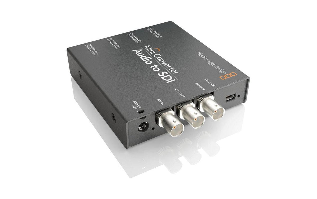 Blackmagic Design Mini Converter Audio-SDI 2 – Aktiver Videokonverter – SDI Ein-/Ausgang, 6,3 mm Klinke, Grau