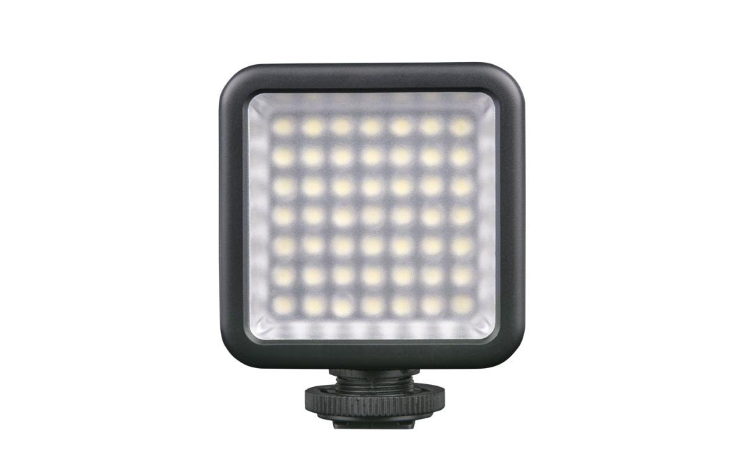Dörr VL-49 LED-Videoleuchte – 800 Lux, 6000 K – AA (2×), dimmbar – Schwarz – 66 × 79 × 29 mm