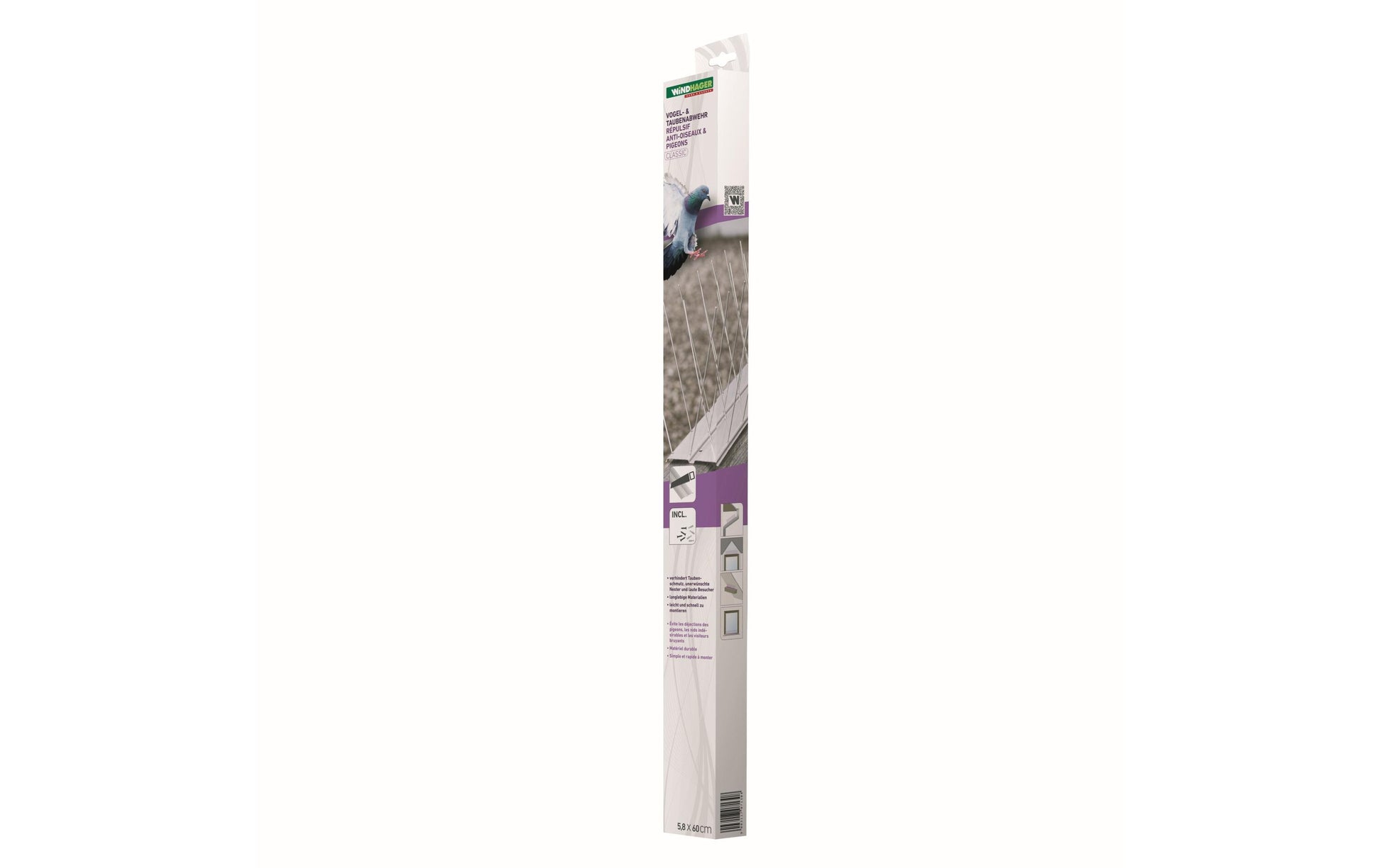 Windhager Taubenabwehr-System – 60 × 5,8 × 11 cm – Braun – Edelstahl – Für Tauben