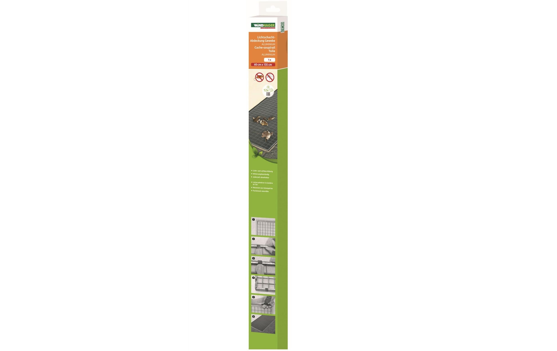 Windhager Lichtschacht-Abdeckung – 70 × 135 cm – grau