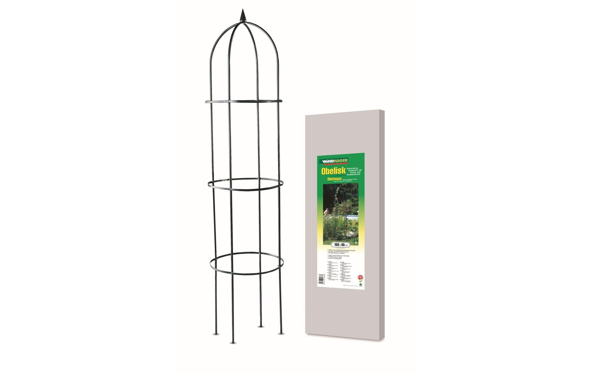 Windhager Obelisk Basic – 193 × 45 cm, Metall, pulverbeschichtet, grün