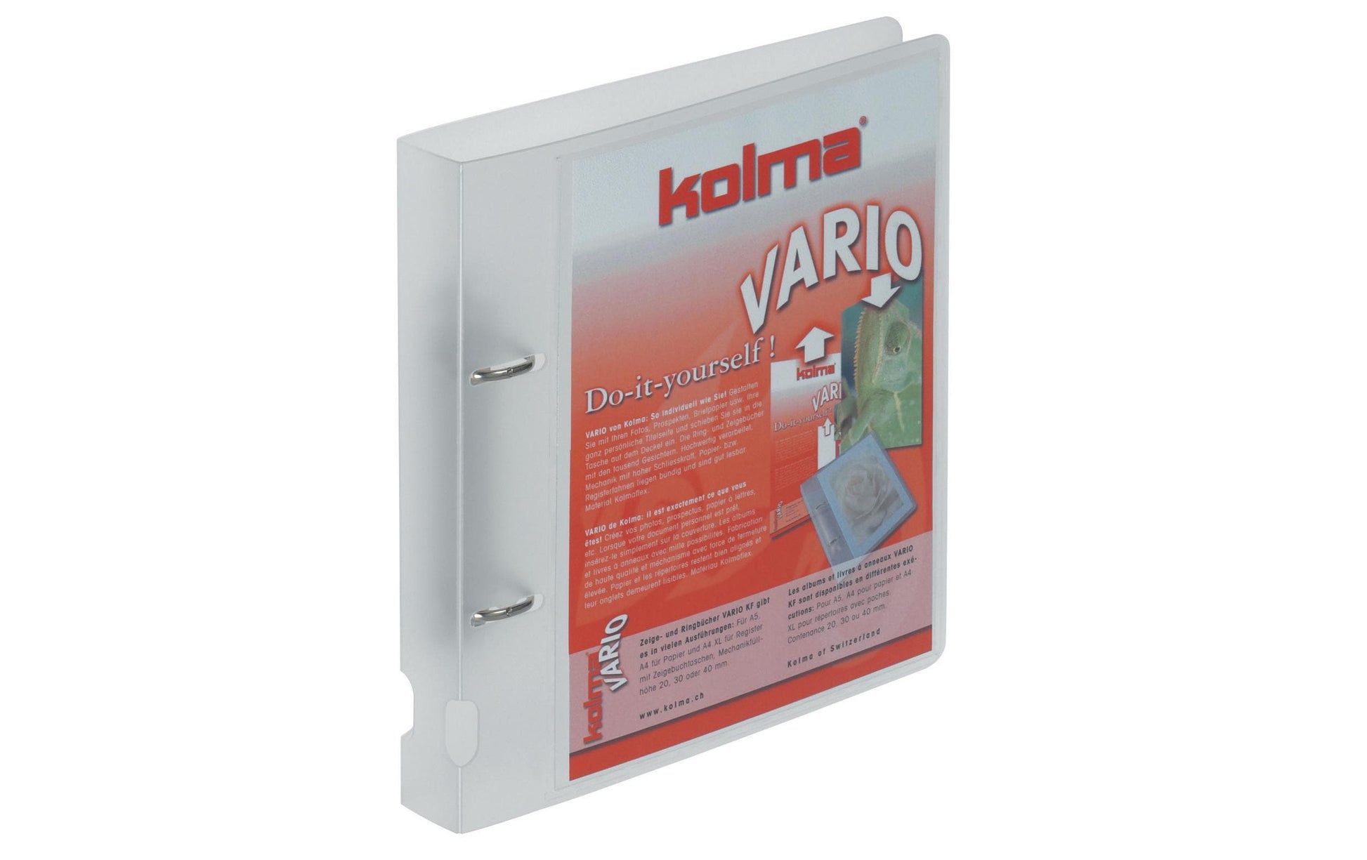 Kolma Zeigebuch Vario – A5 Hochformat – 2-Ring Bügelmechanik, Ø 20 mm – Transparent, mit Sichttasche