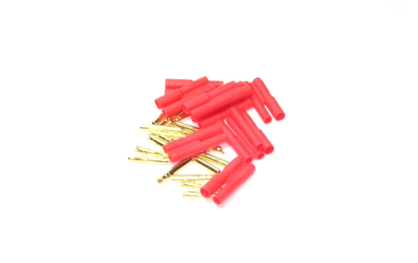 EP Product Stecker/Buchse – 2 mm, vergoldet, 10 Stück, mit Gehäuse, rot