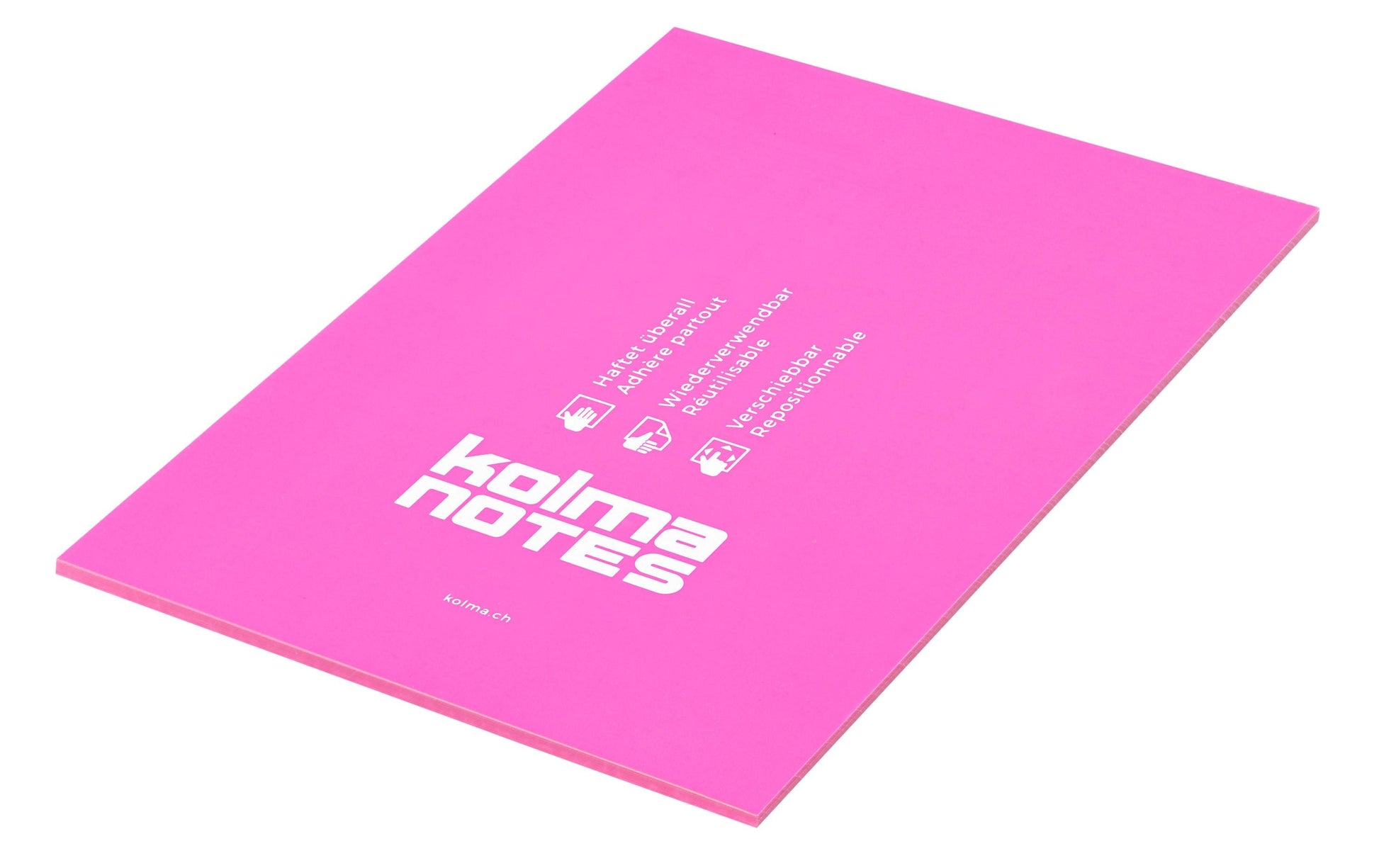 Kolma Haftnotizen – 148×210 mm – Neonpink, 50 Blatt, elektrostatisch, Kunststoff, recyclingfähig