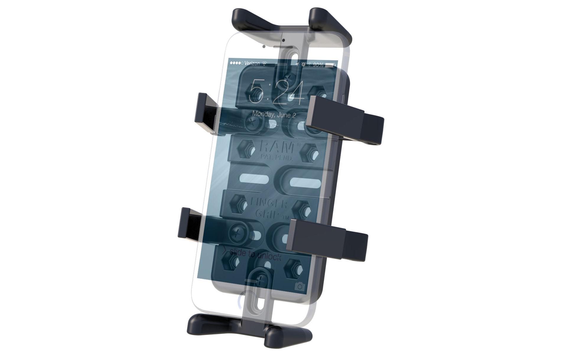 RAM Mounts Auto-Halterung, RAMMOUNT-System, höhenverstellbar – für Smartphones bis 7" – Schwarz