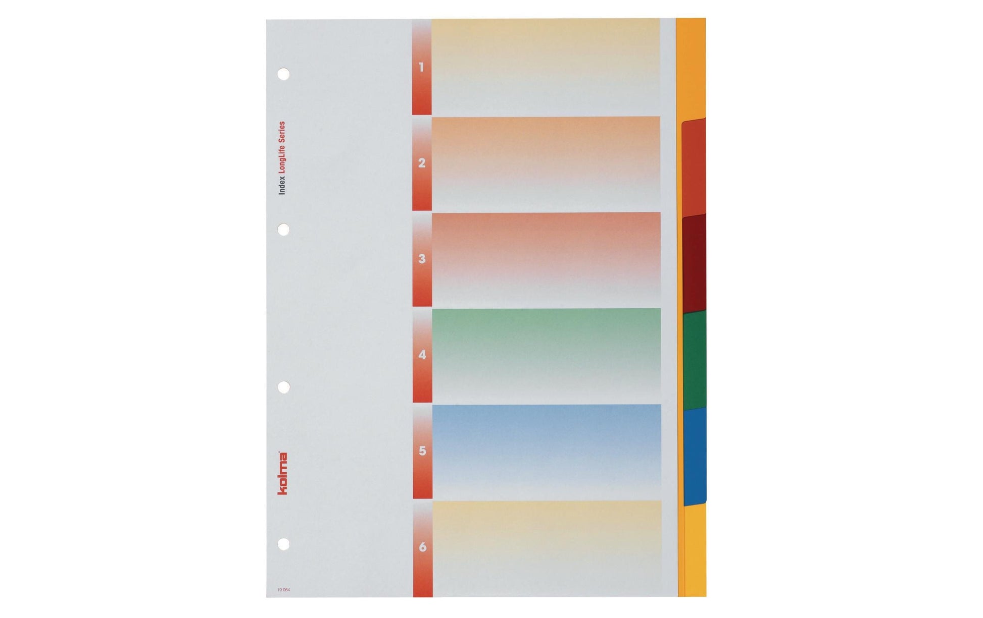 Kolma Register – A4, 6-teilig, PVC, farbig, unbedruckt, mit Indexblatt, 4-fach Lochung