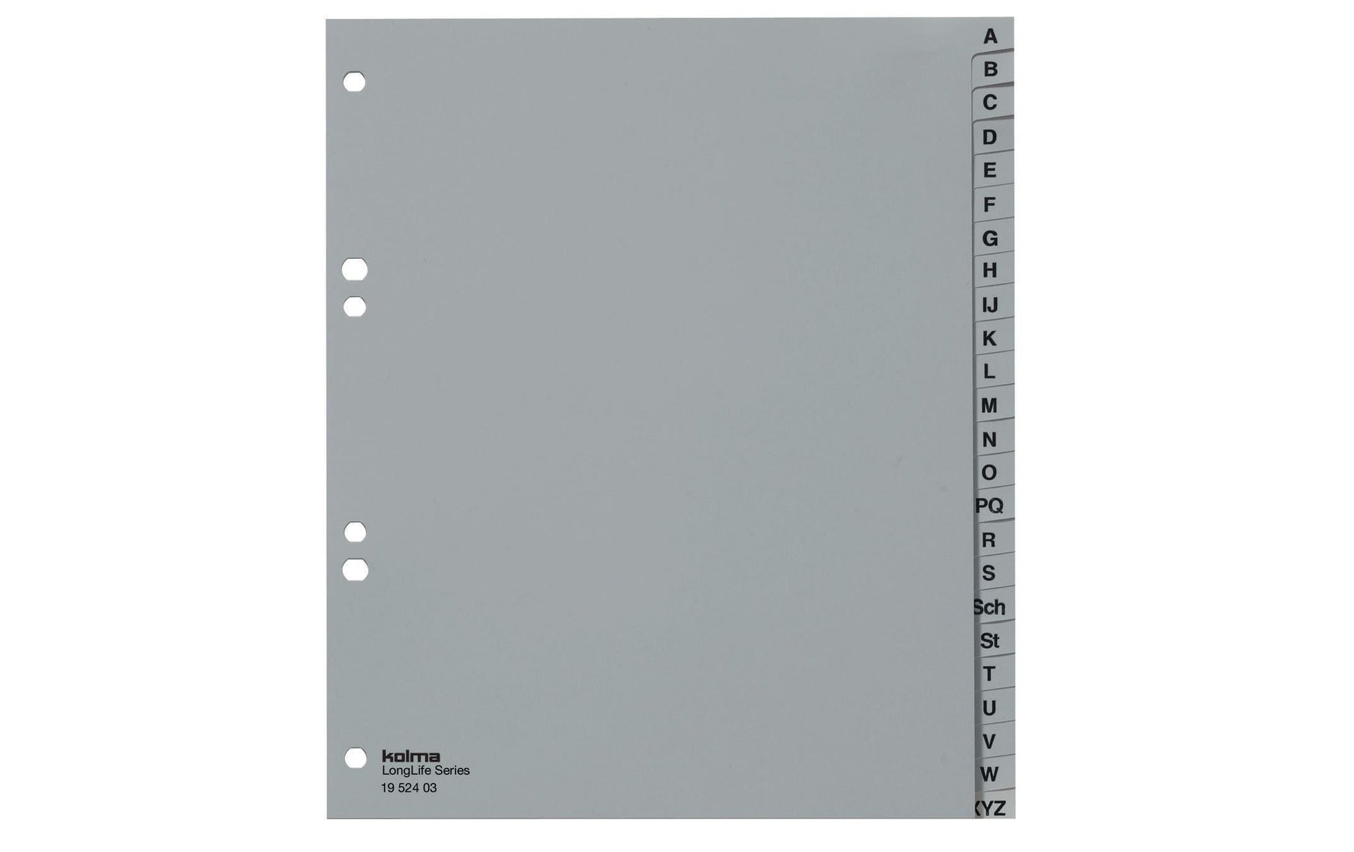 Kolma Register – Vollformat überbreit, 24-teilig, PVC, grau, 4-fach ovale Lochung, für Zeigebuchtaschen