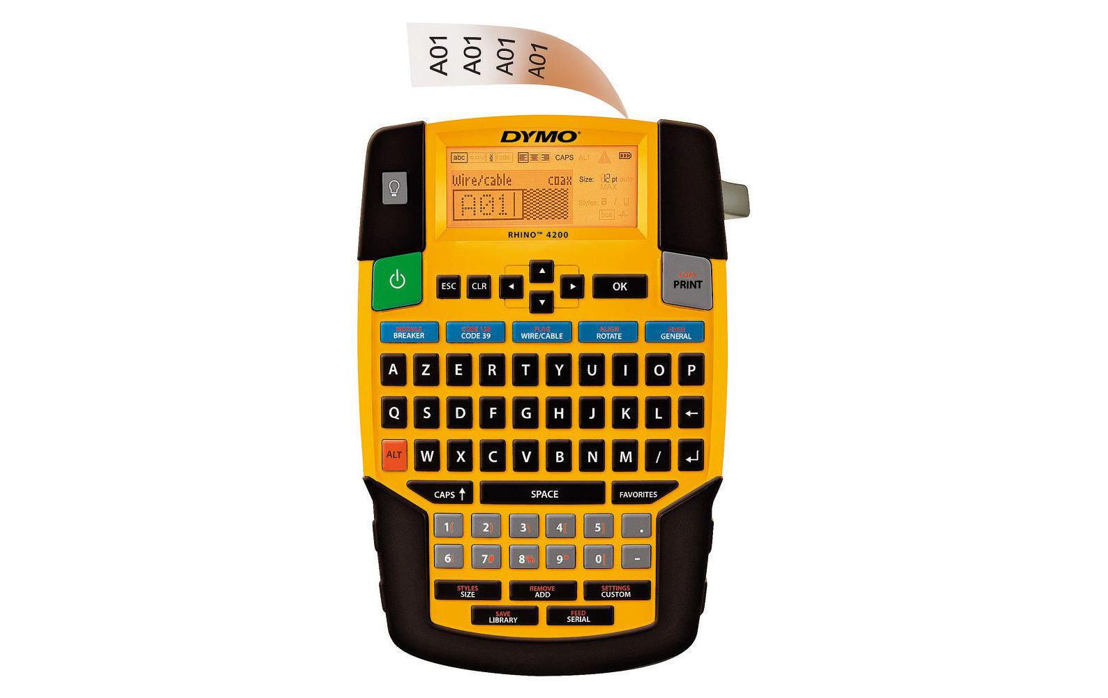 DYMO RHINO 4200 – Beschriftungsgerät für RHINO-Bänder 6–19 mm, QWERTZ-Tastatur