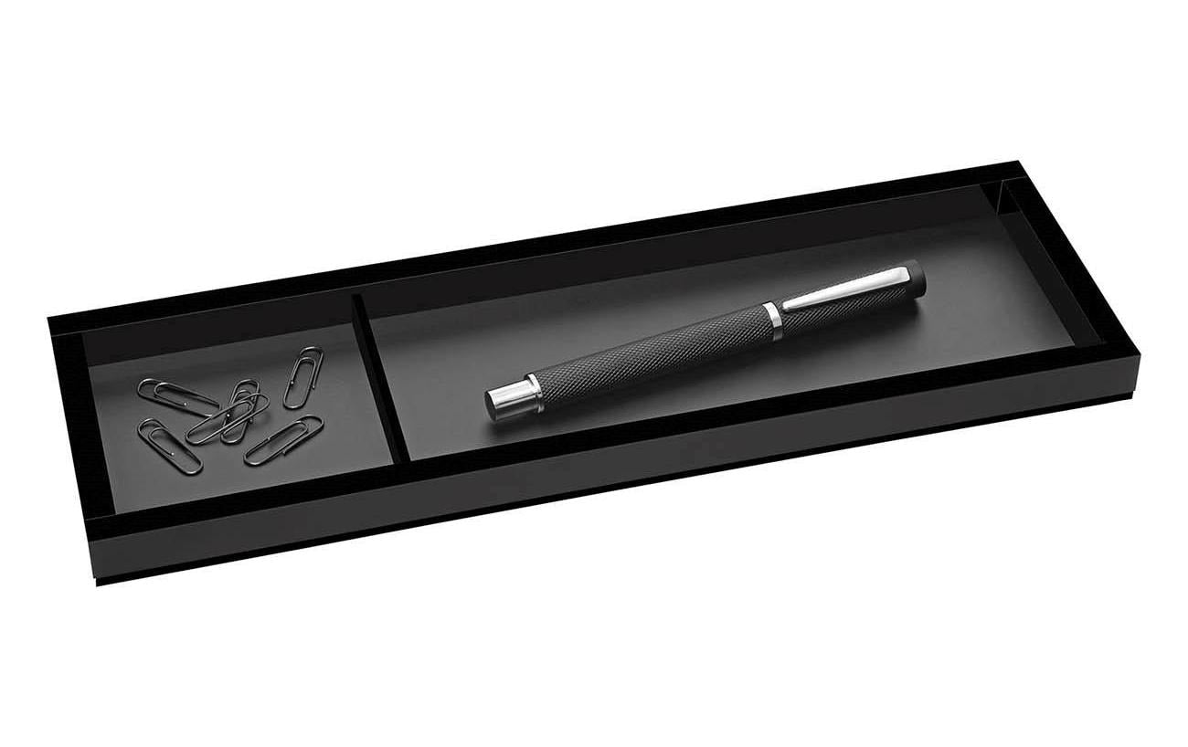 Wedo Black Office Stifteköcher – 2 Fächer, schwarz, Acryl, B 96 × H 19 × T 310 mm