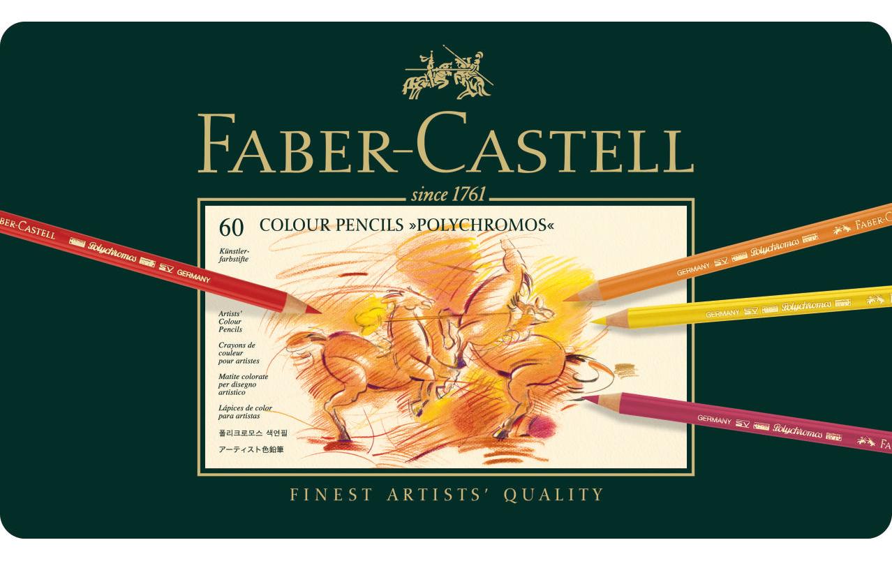 Faber-Castell Buntstift Polychromos, mehrfarbig, 60er-Metalletui – wasserfest, klimaneutral produziert