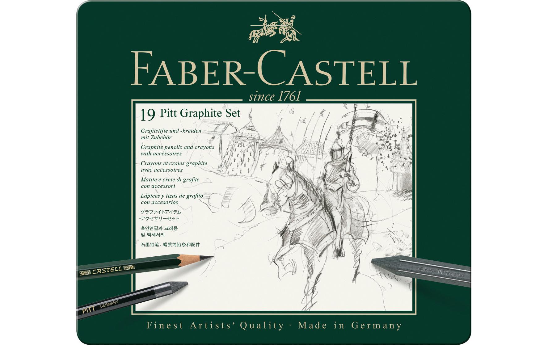 Faber-Castell PITT GRAPHITE Graphit-Set, sortiert, Etui – 19-teilig