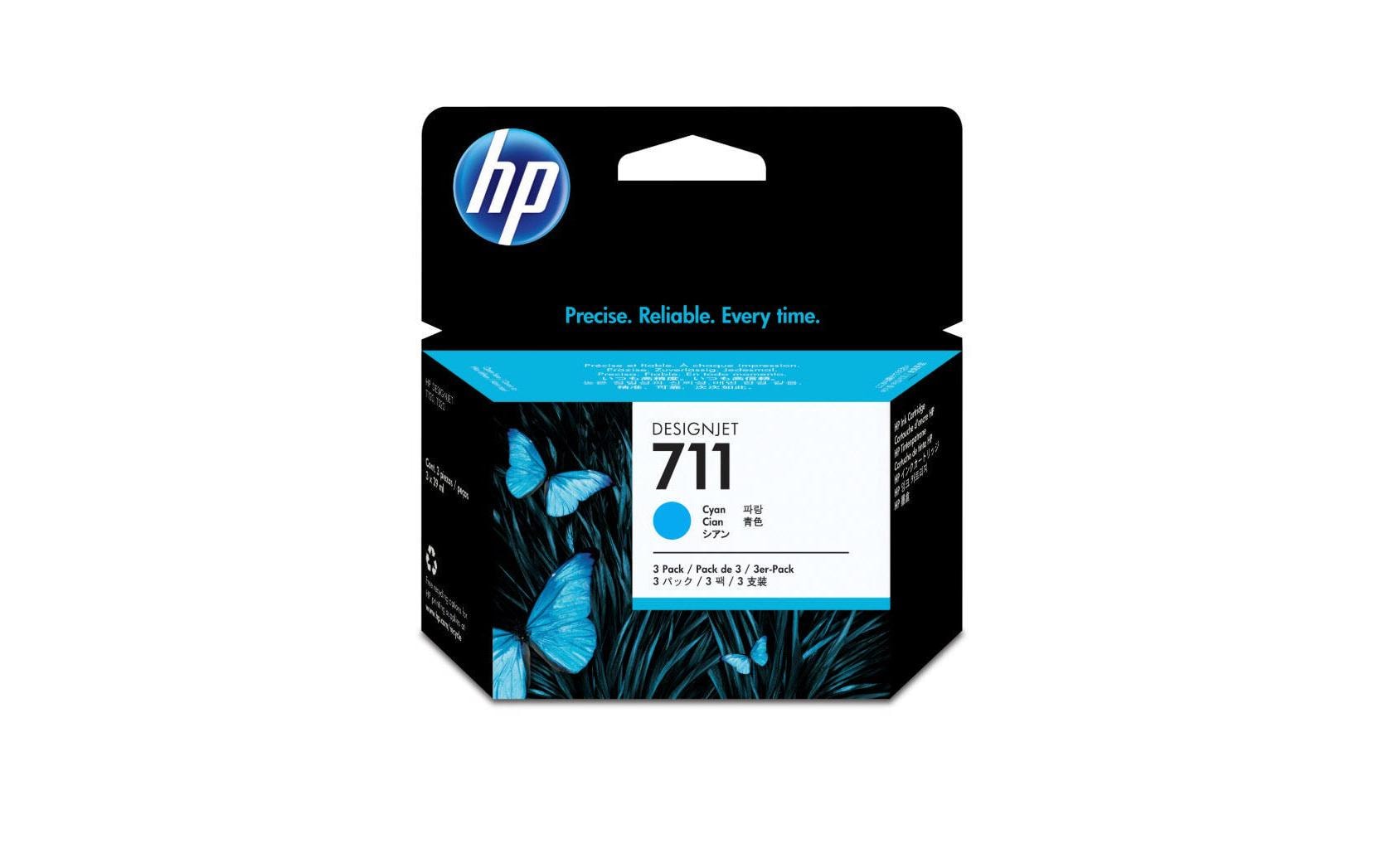 HP Tintenpatronen-Multipack 711, cyan, 3er-Pack – für Tintenstrahldrucker/Multifunktionsgeräte