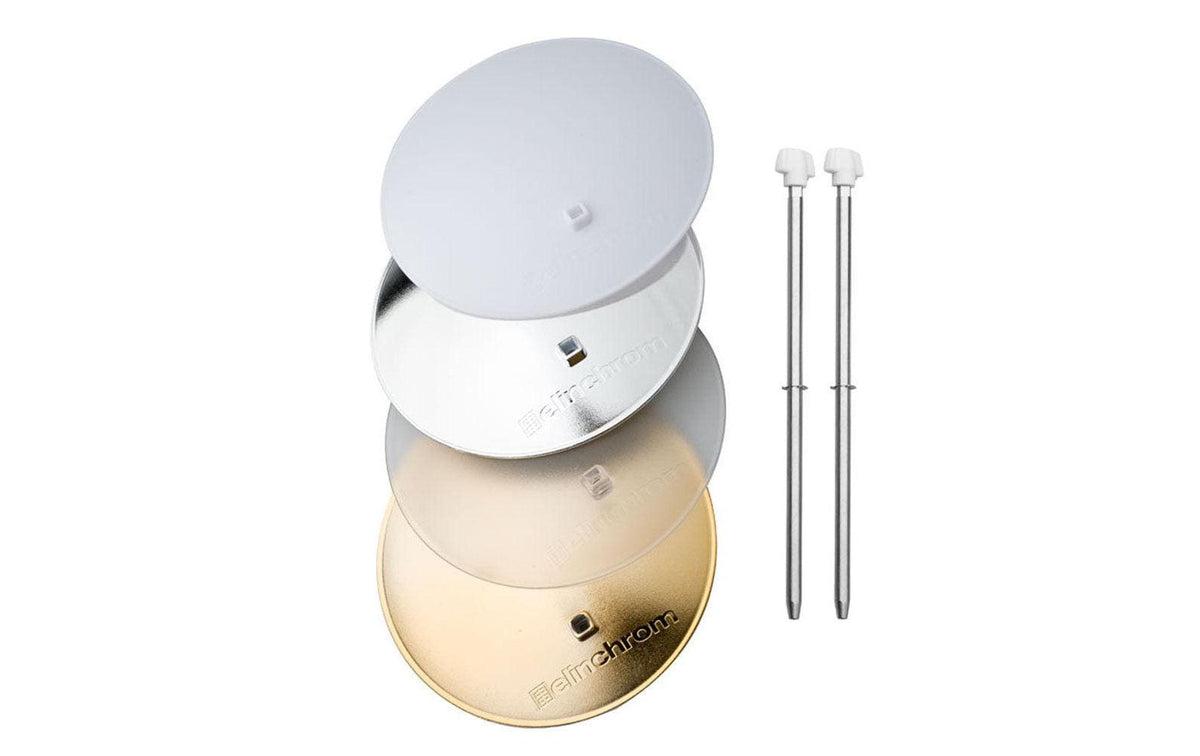 Elinchrom 26310 Deflektor-Set – 14 cm – für Elinchrom – Gold, Silber, Weiss