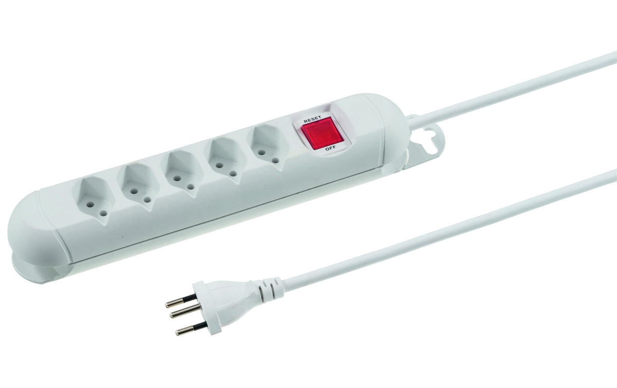 Steffen STEBA STRONG Steckdosenleiste – 5× T13, 3 m, mit Schalter, IP20, Weiss