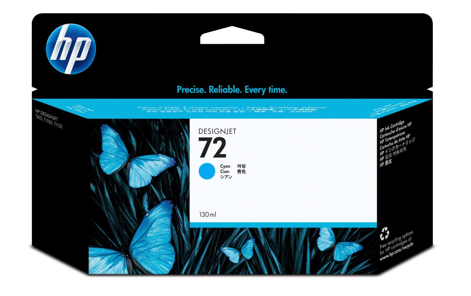 HP Tintenpatrone 72, cyan, 130 ml – für Tintenstrahldrucker/Multifunktionsgeräte