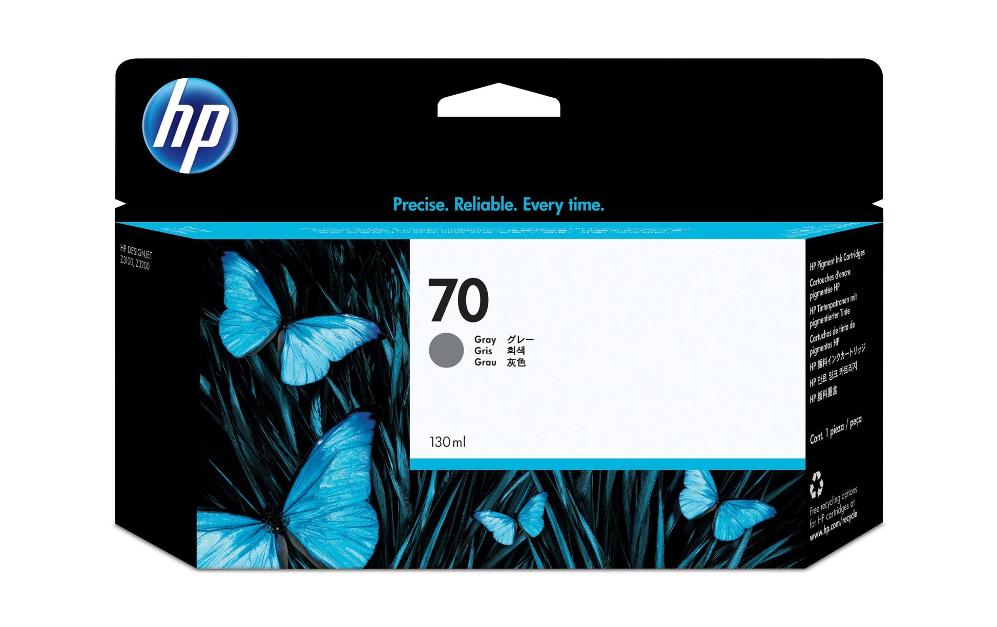 HP Tintenpatrone 70, Grau, 130 ml – für Tintenstrahldrucker/Multifunktionsgeräte